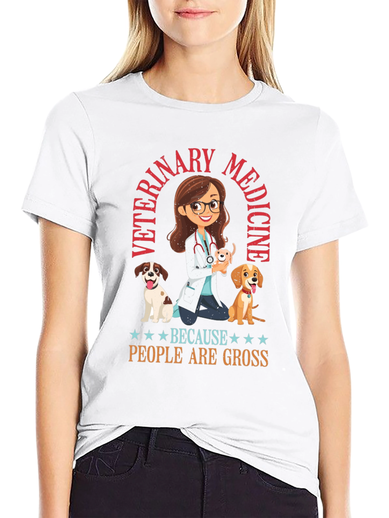 Black Veterinary Medicine T-Shirt - Because People are Gross view 9