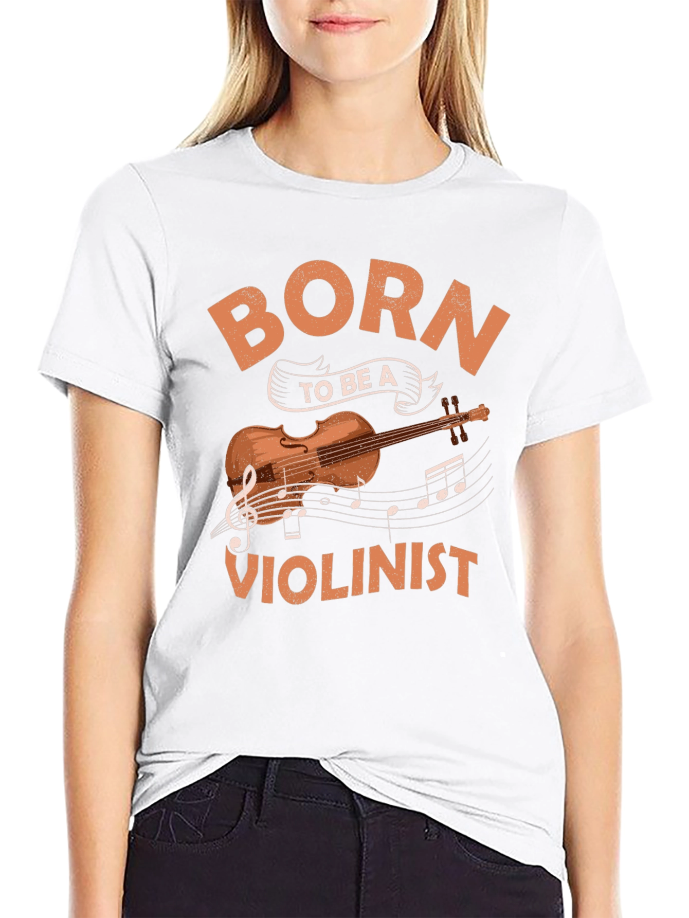 Black Born To Be A Violinist Graphic T-Shirt view 9