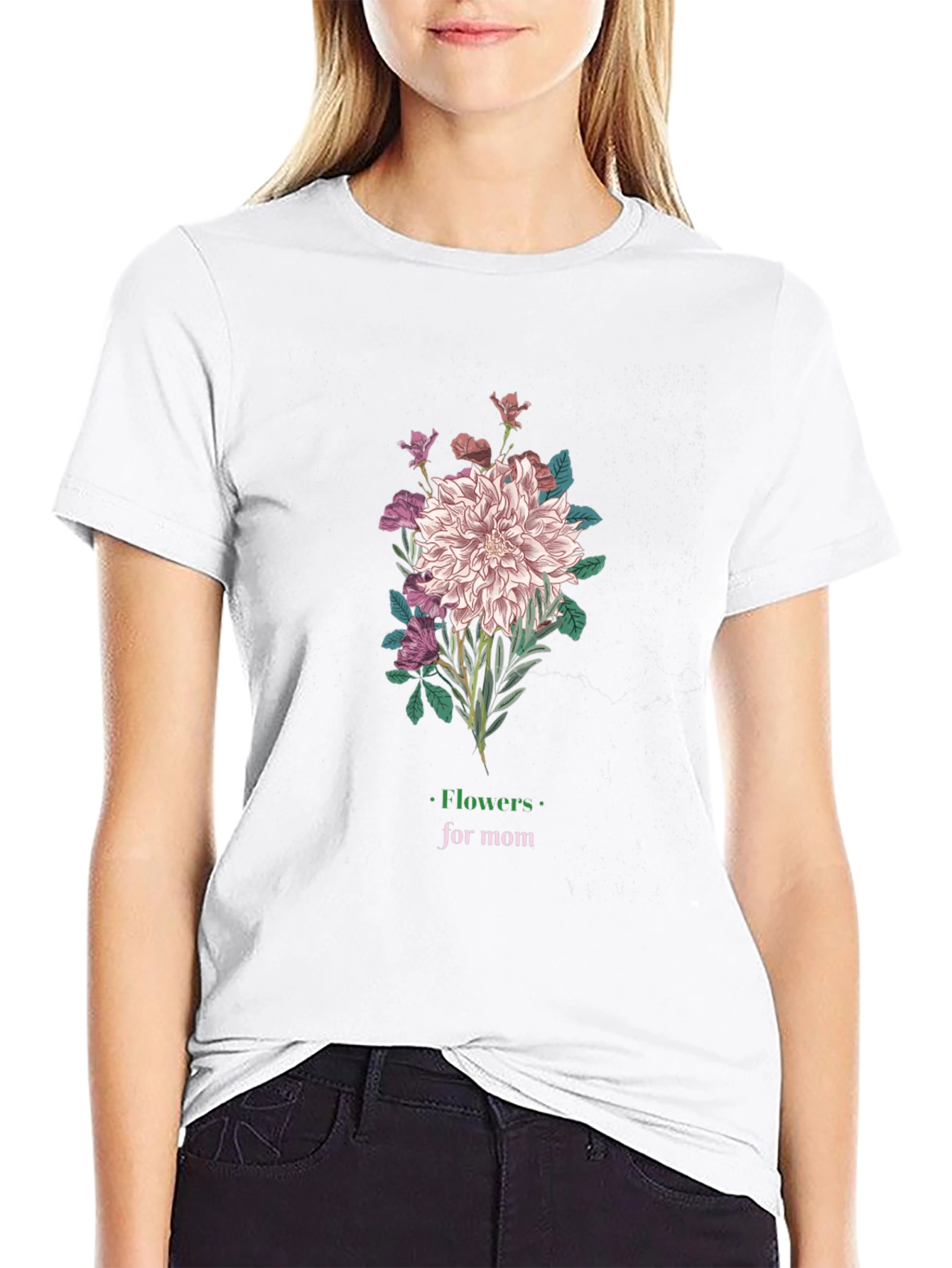 Black Flowers for Mom Graphic T-Shirt view 9