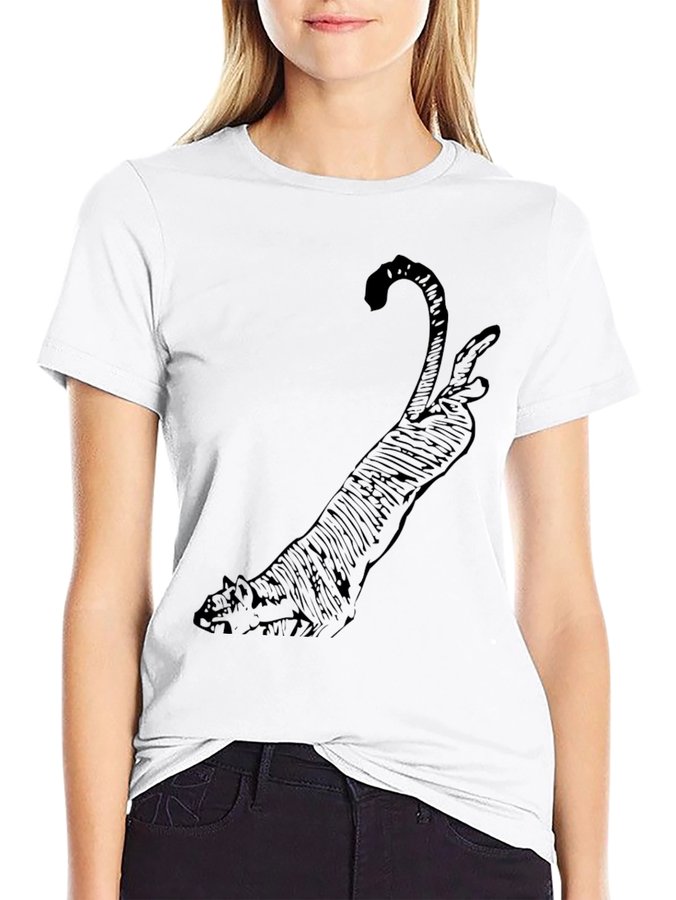 Black Men's Black Cat Graphic Print Tee view 9