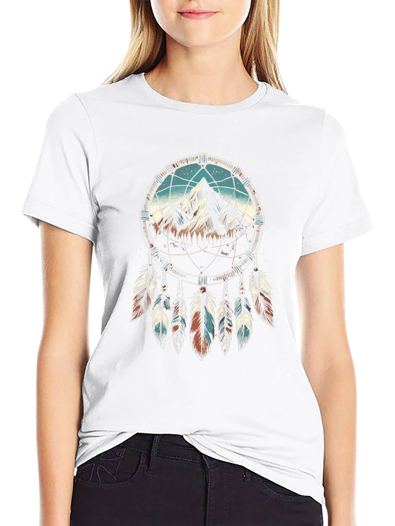 Black Dreamcatcher Mountain Graphic Tee - Black view 9