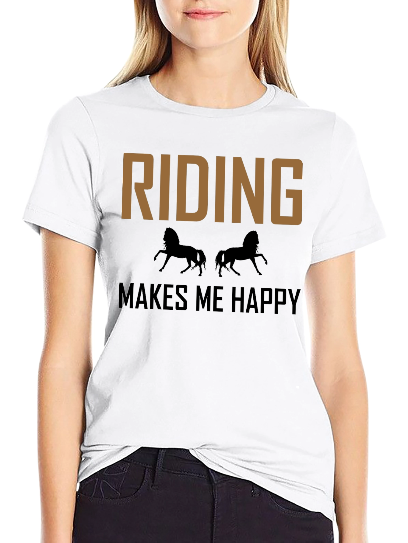 Black Riding Makes Me Happy T-Shirt - Equestrian Tee view 9