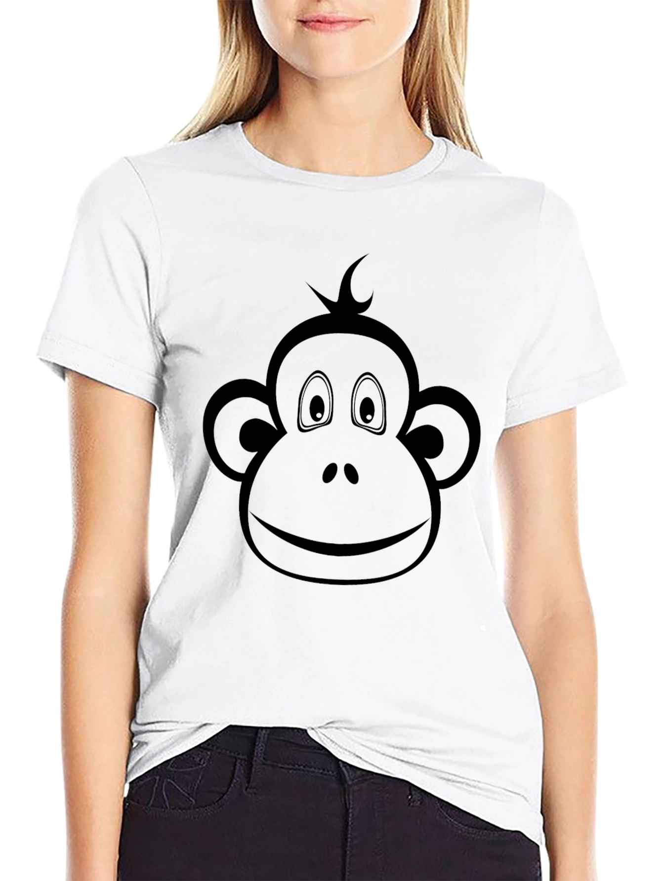 Black Monkey Face Graphic Tee - Cool Crew Neck T-Shirt view 9