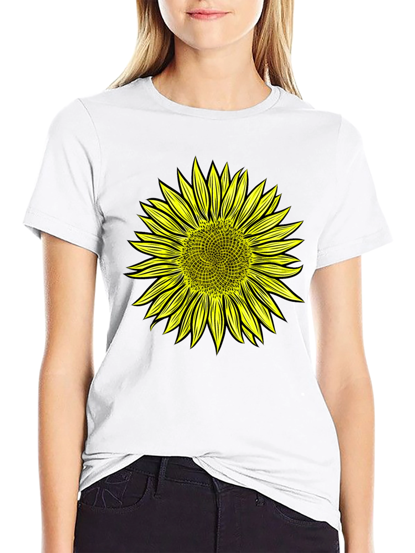 Black Sunflower Graphic Black T-Shirt view 9
