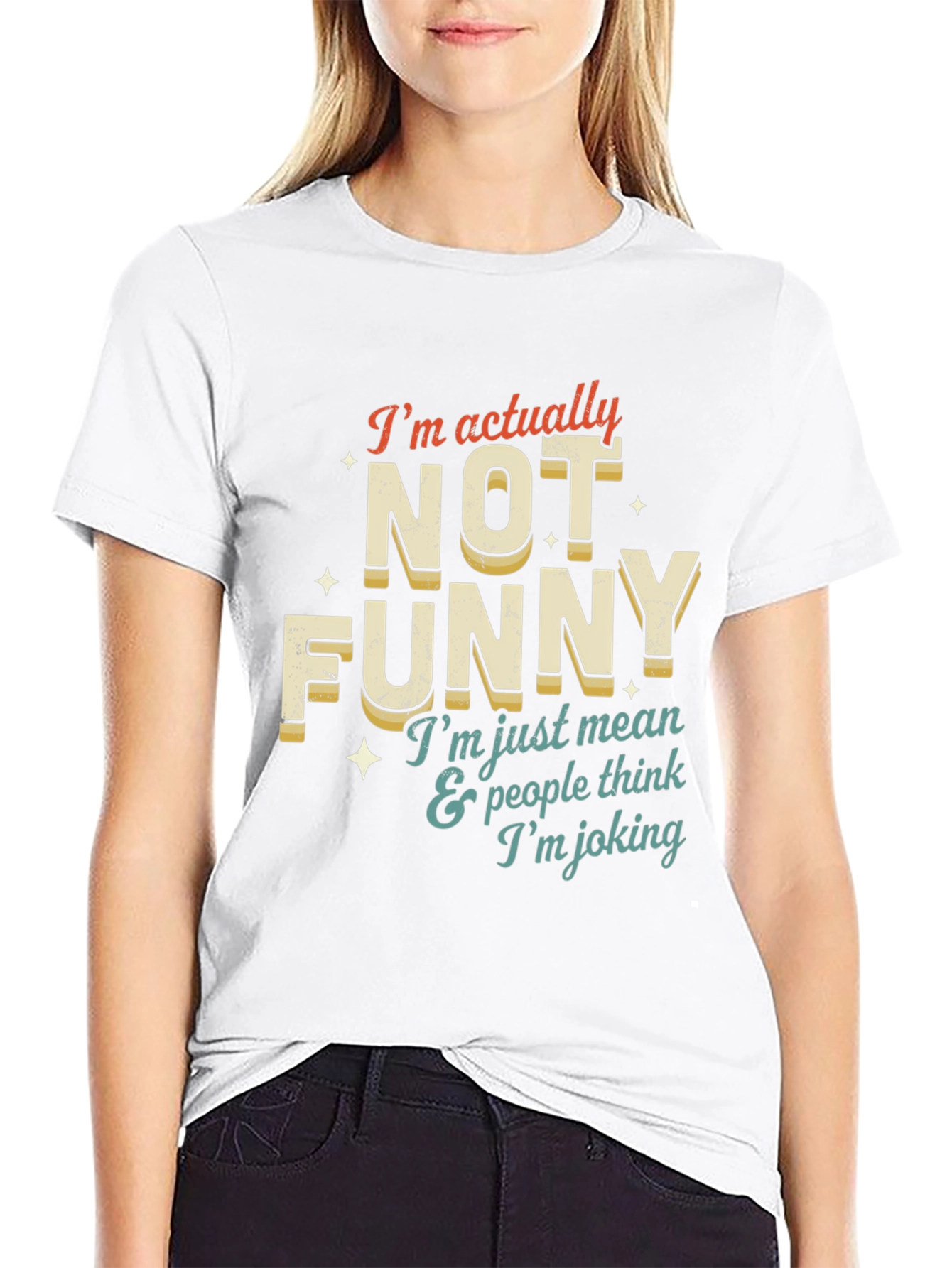 Black Funny T-Shirt: I'm Not Funny view 9
