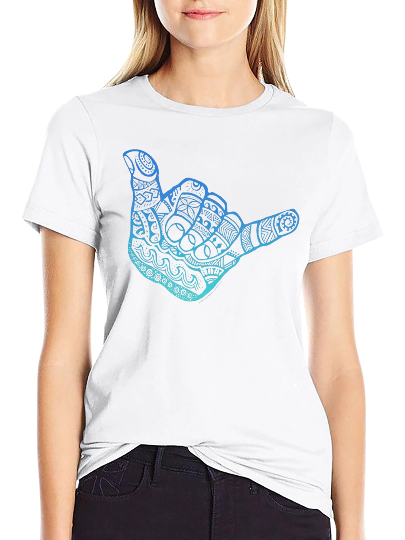 Black Shaka Hand Sign Graphic Tee - Casual Comfort view 9