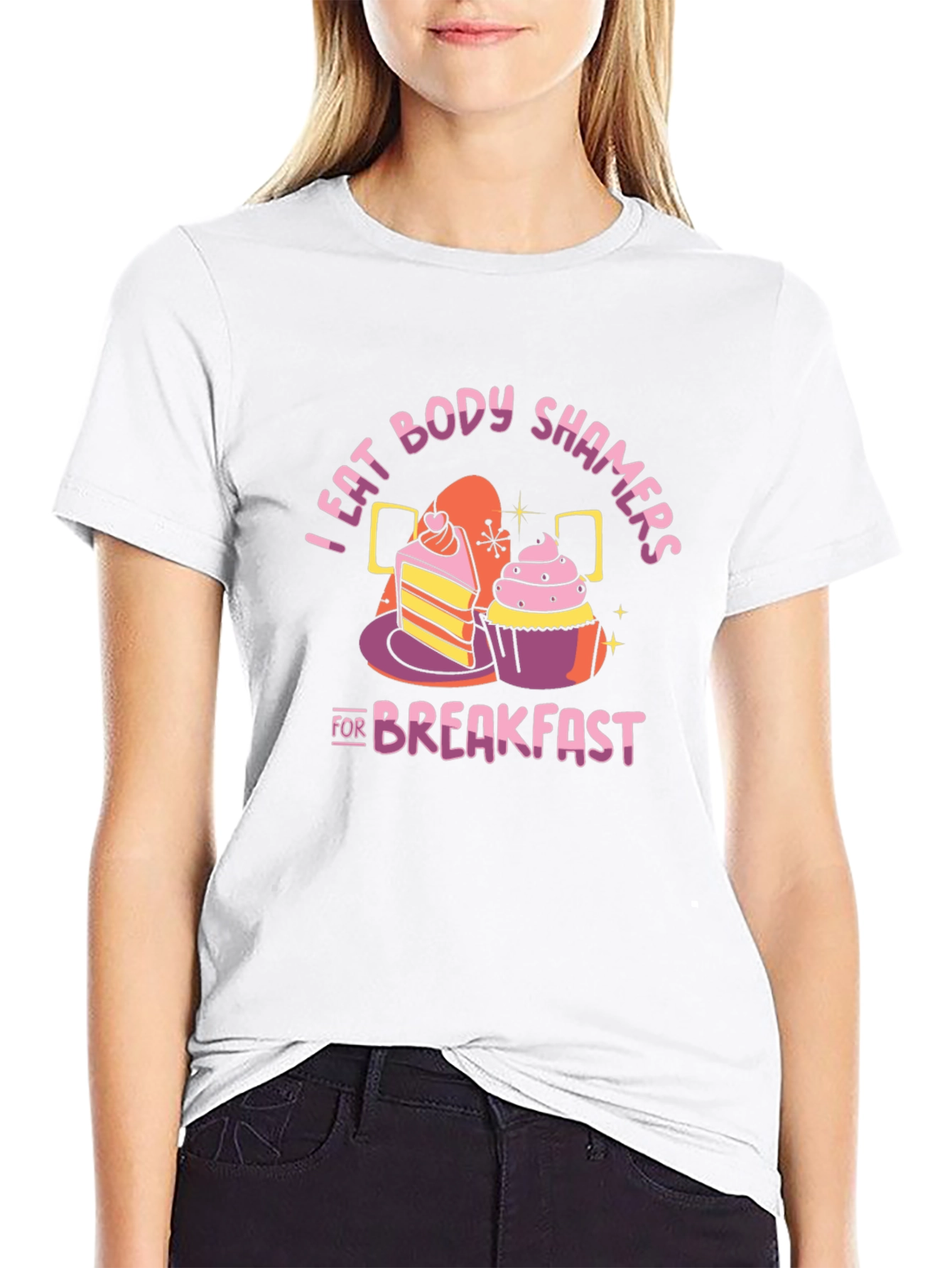 Black I Eat Body Shamers For Breakfast T-Shirt view 9