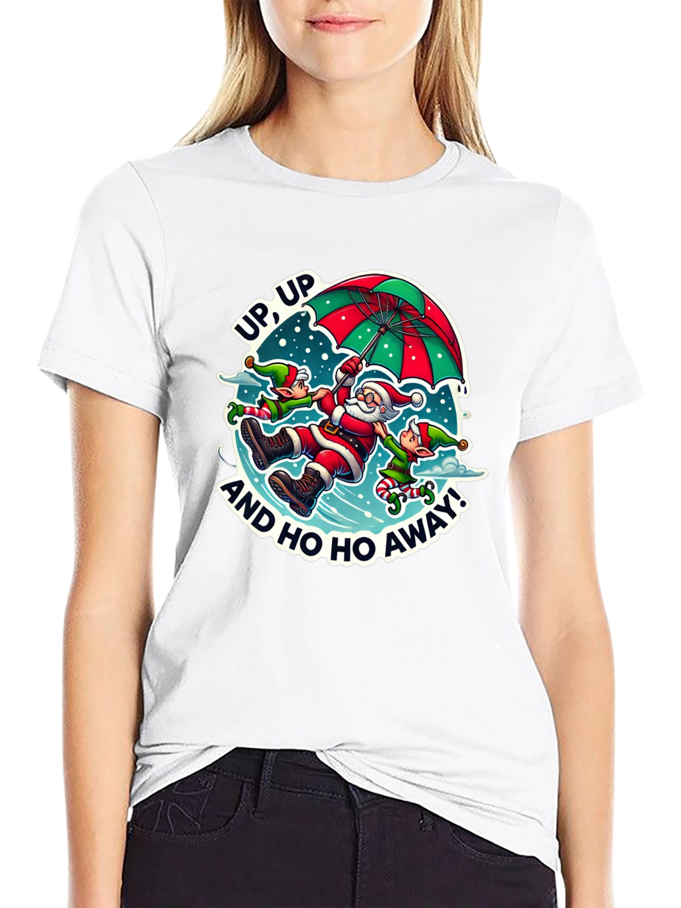 Black Santa & Elves Graphic Tee - Holiday Humor view 9