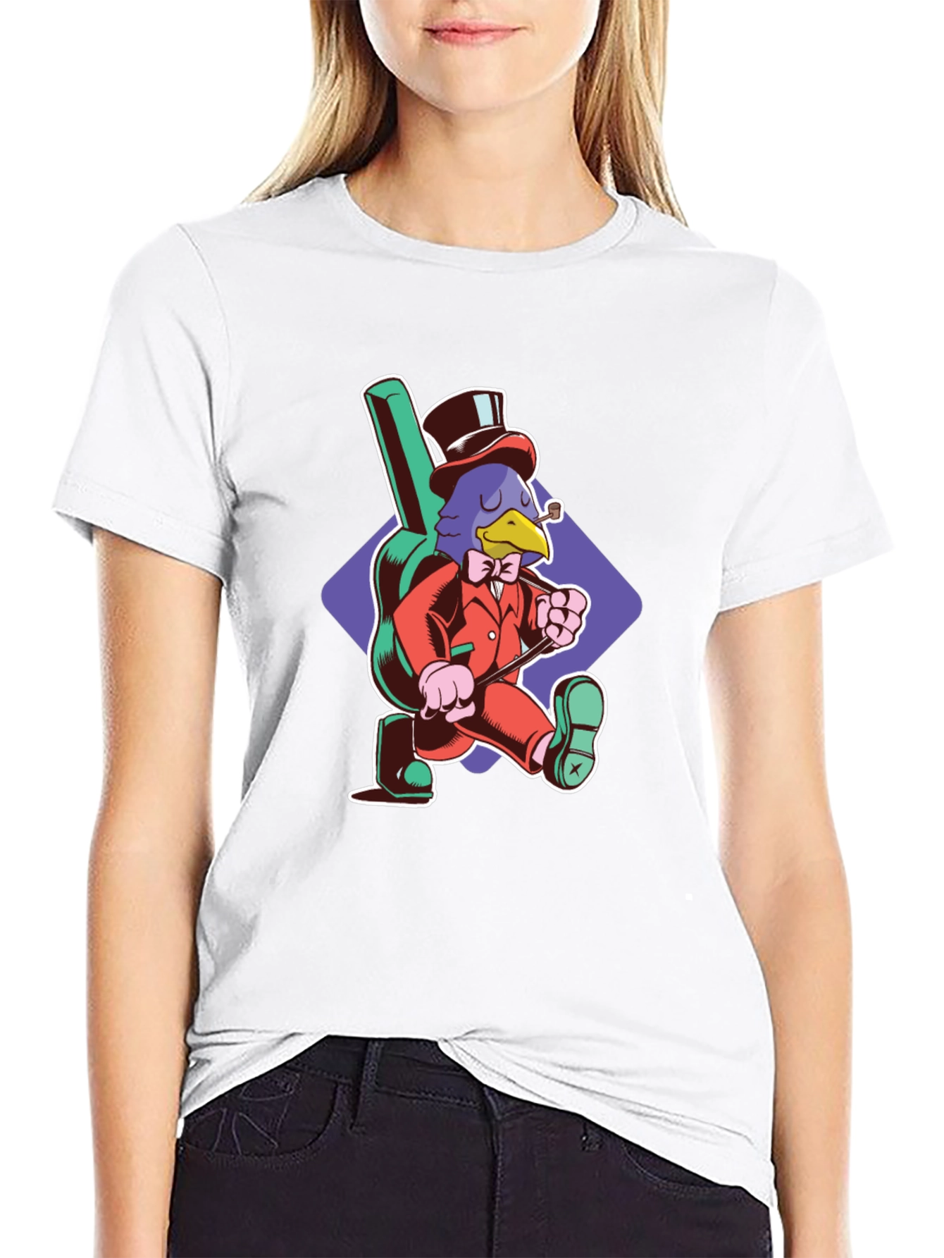 Black Stylish Crow Graphic Tee - Black Cotton T-Shirt view 9