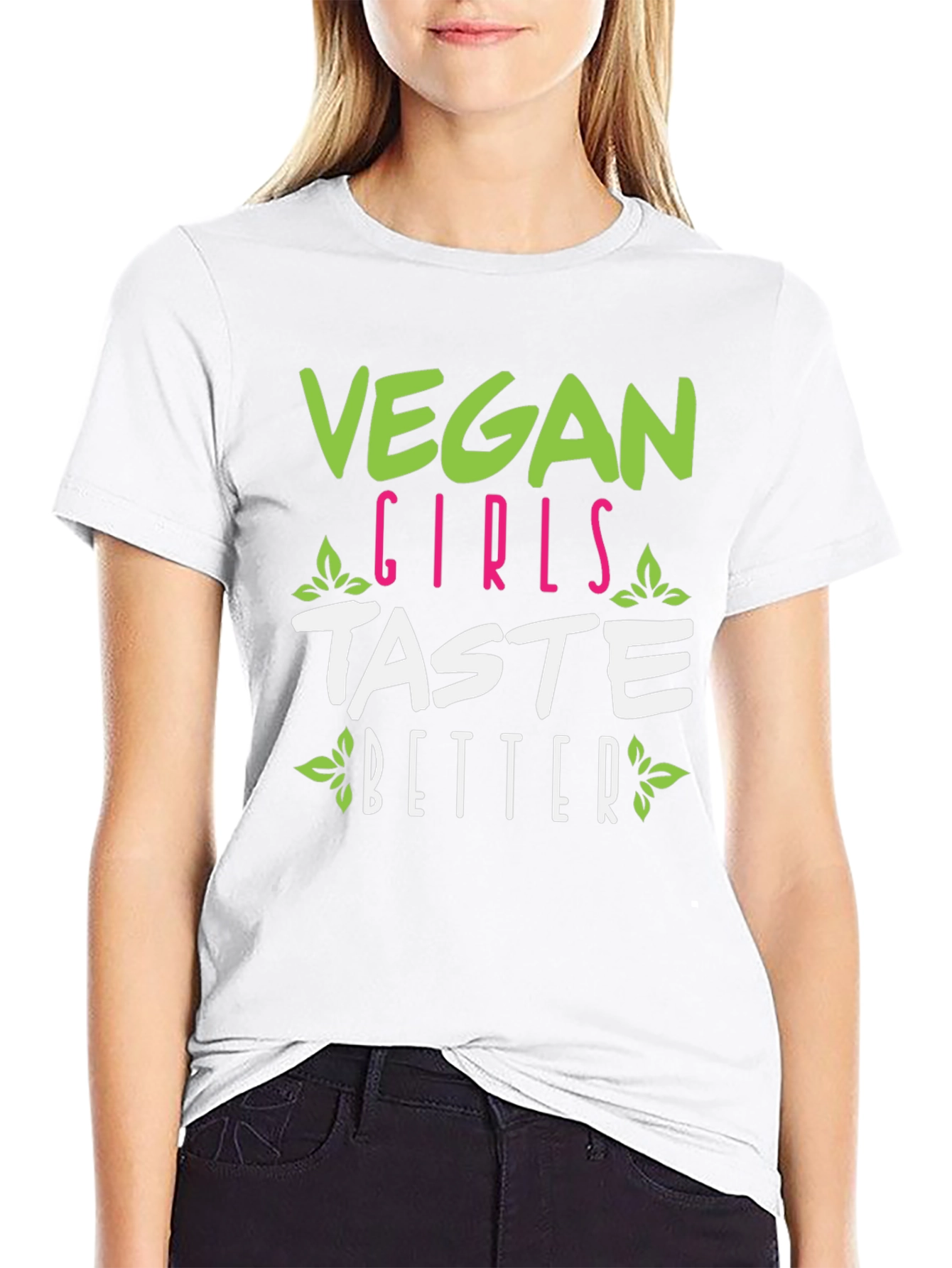 Black Vegan Girls Taste Better Graphic Tee view 9