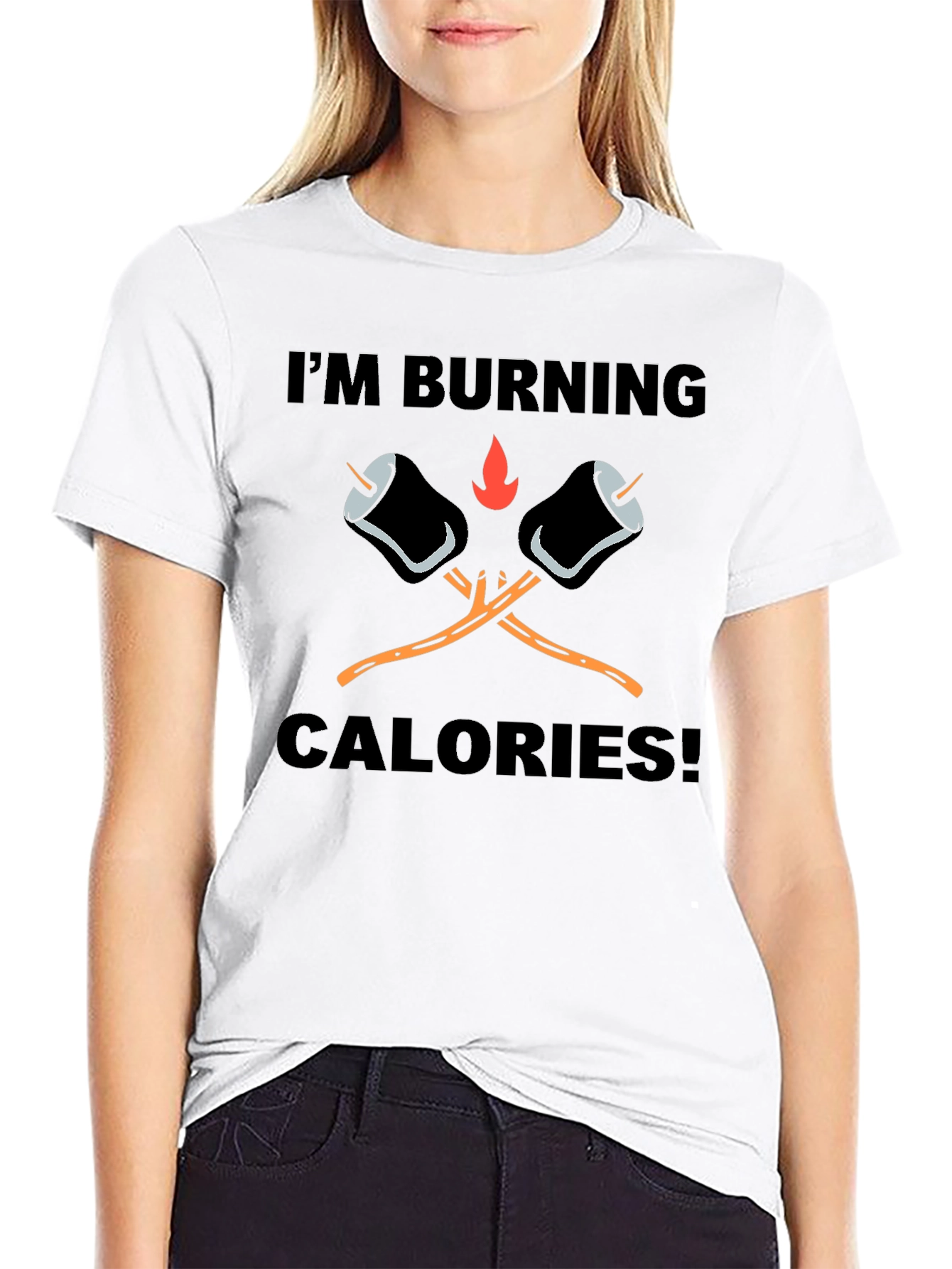 Black Burning Calories Marshmallow T-Shirt view 9