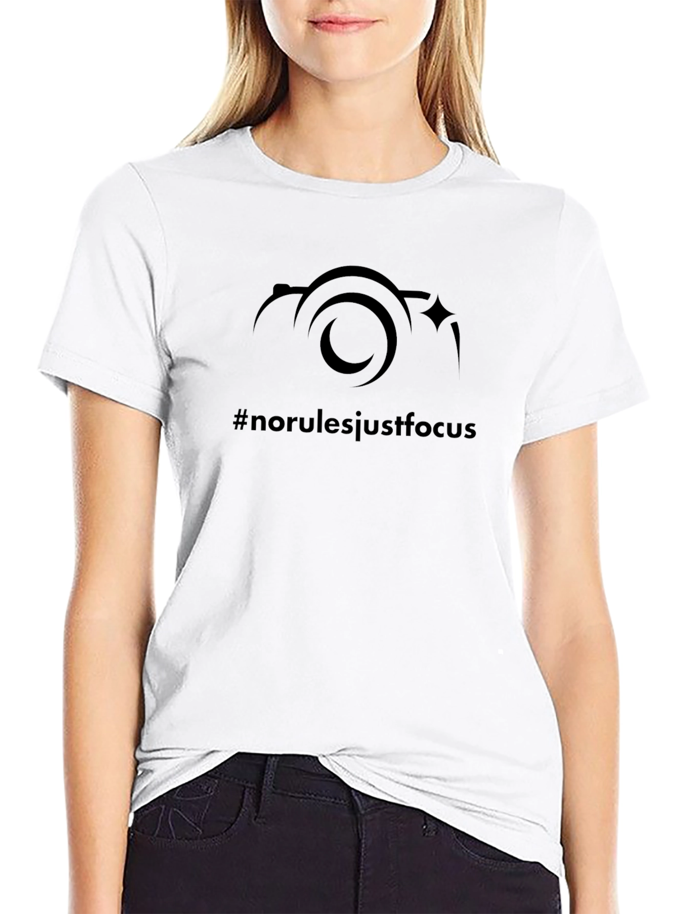 Black Men's Black #norulesjustfocus Camera Graphic T-Shirt view 9