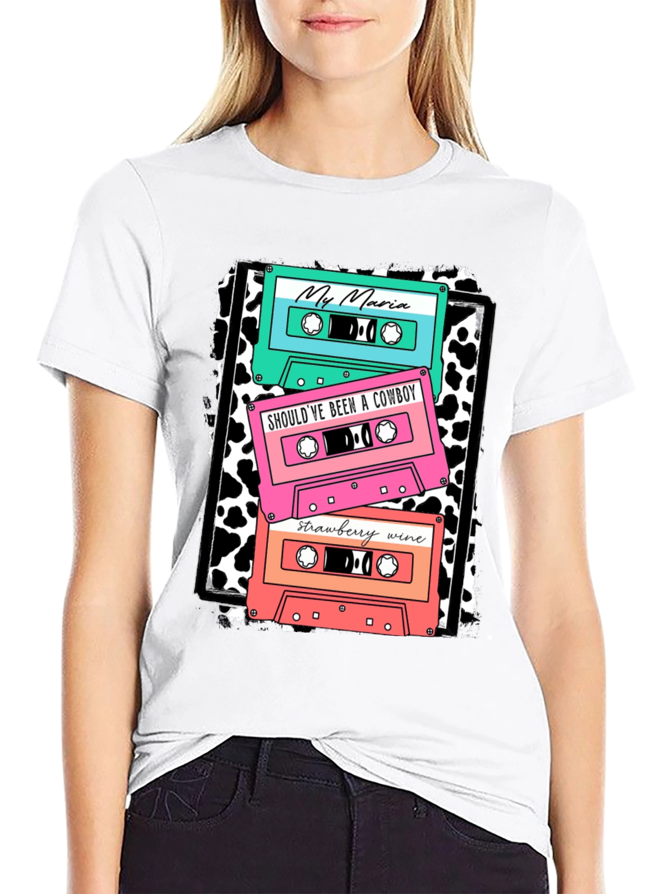 Black Retro Cassette Tape Music T-Shirt view 9