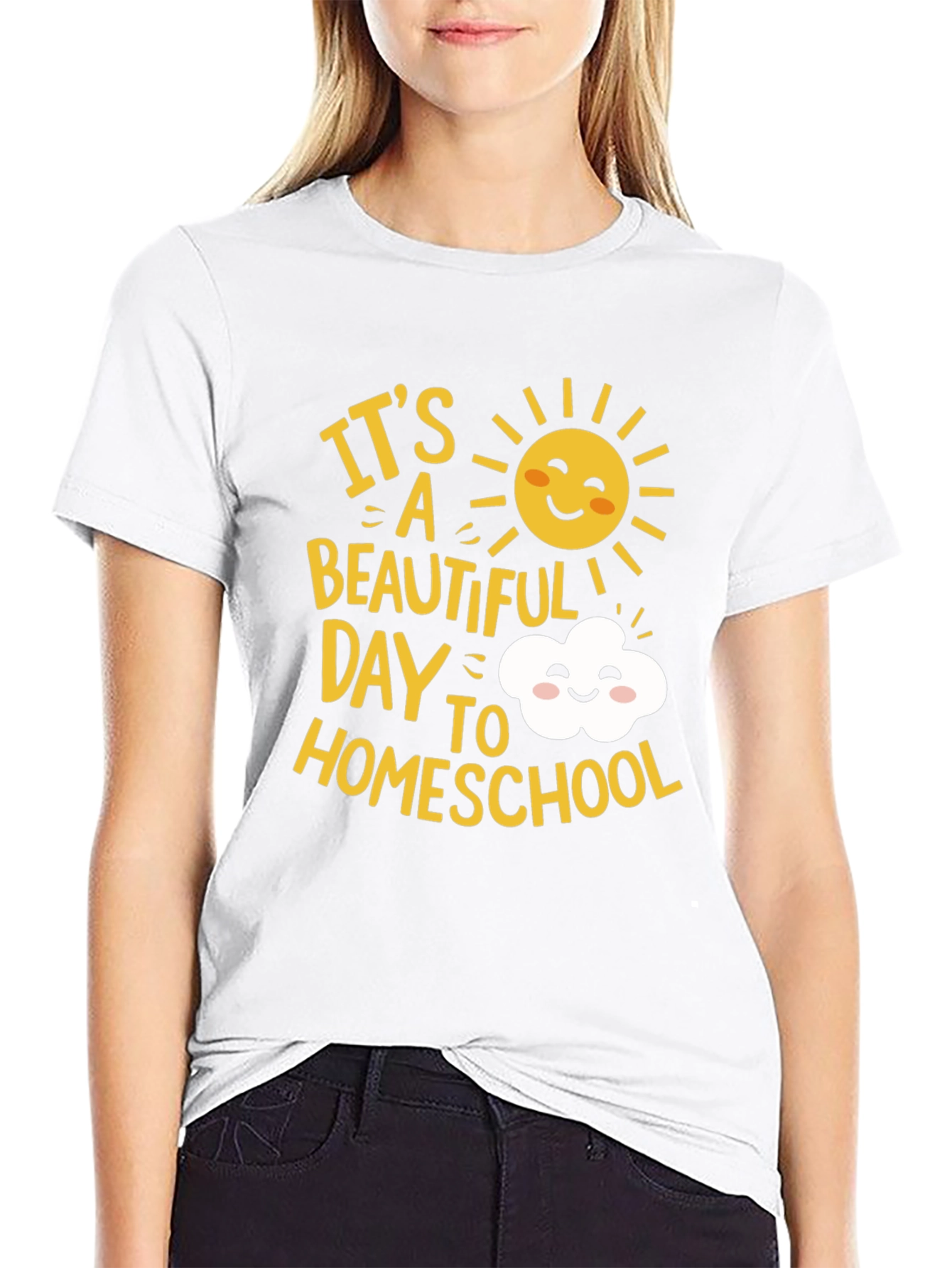 Black It's a Beautiful Day to Homeschool Graphic Tee view 9
