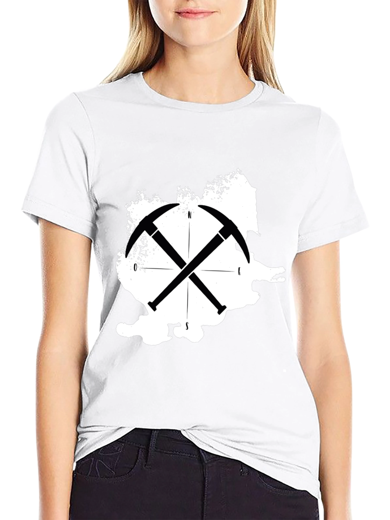 Black Romania Map Crossed Pickaxe T-Shirt view 9