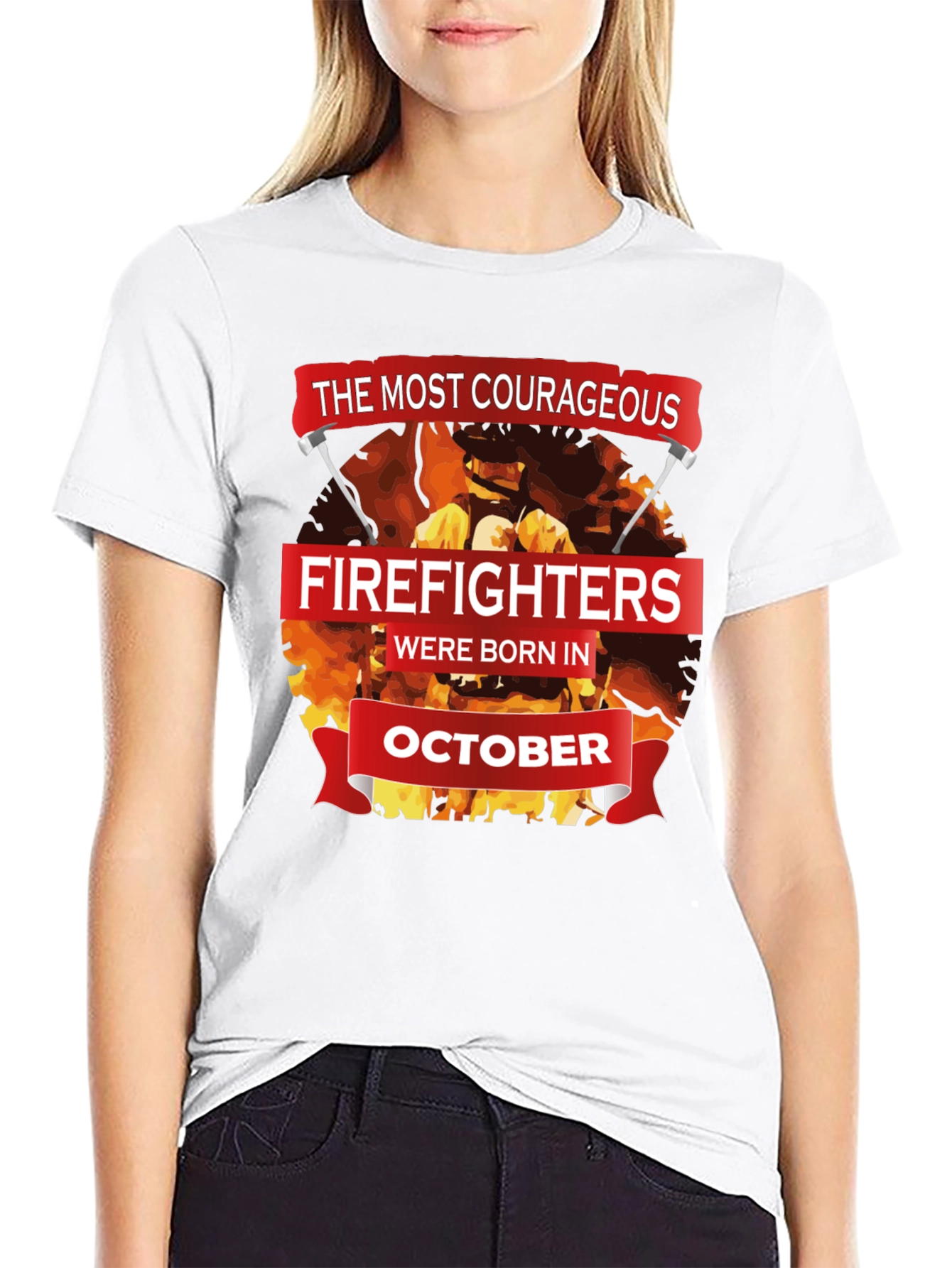 Black Courageous Firefighters October Birthday T-Shirt view 9