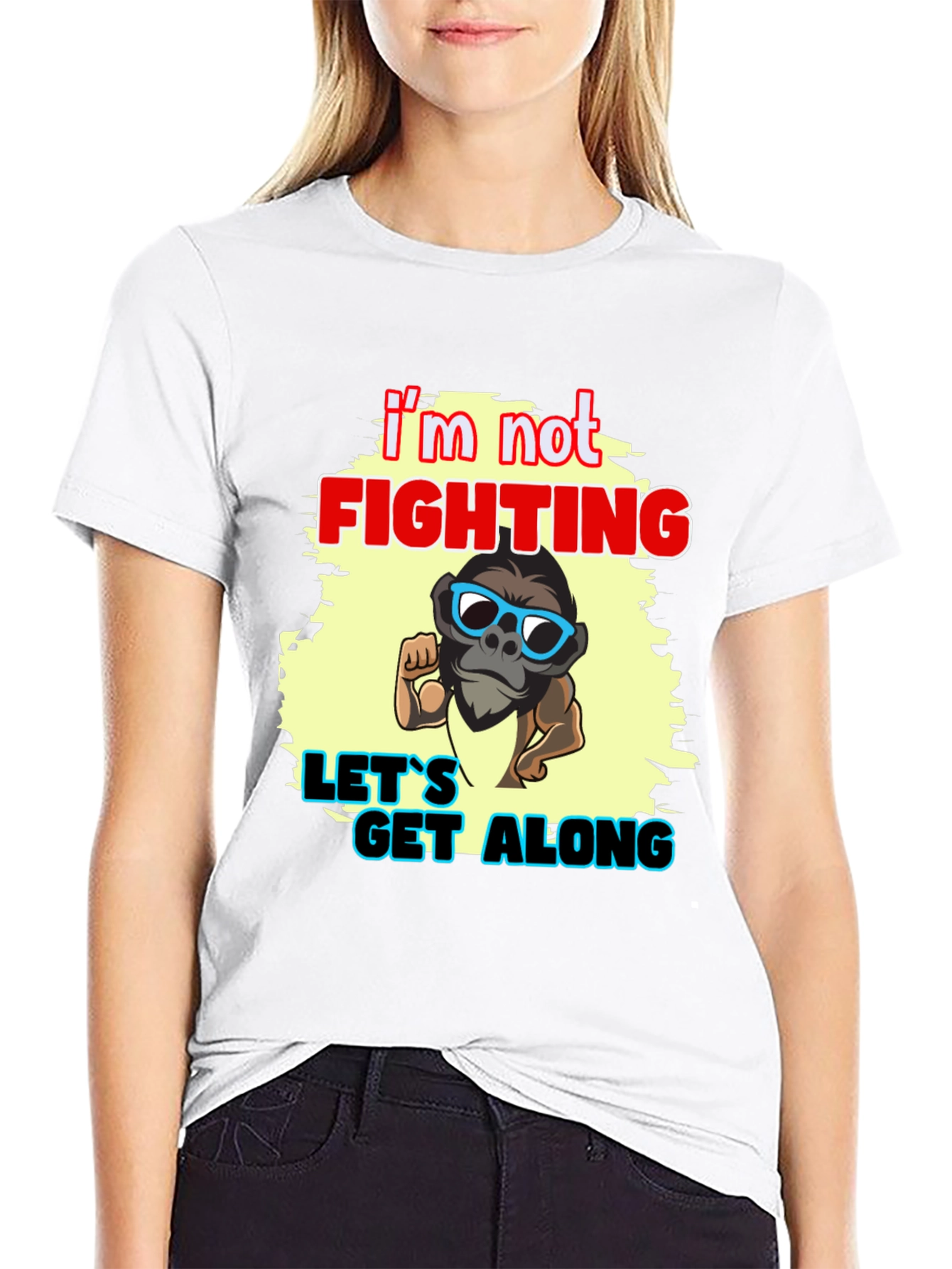 Black I'm Not Fighting - Let's Get Along Graphic Tee view 9