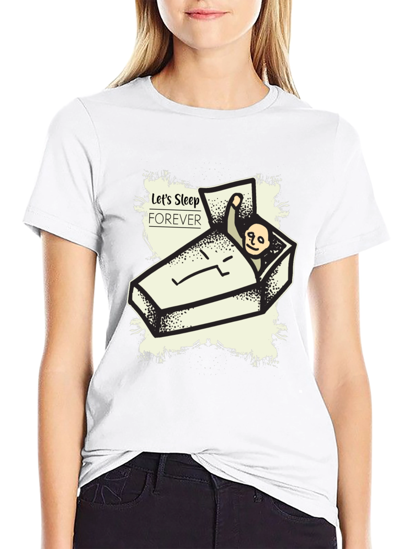 Black Let's Sleep Forever Graphic Tee view 9