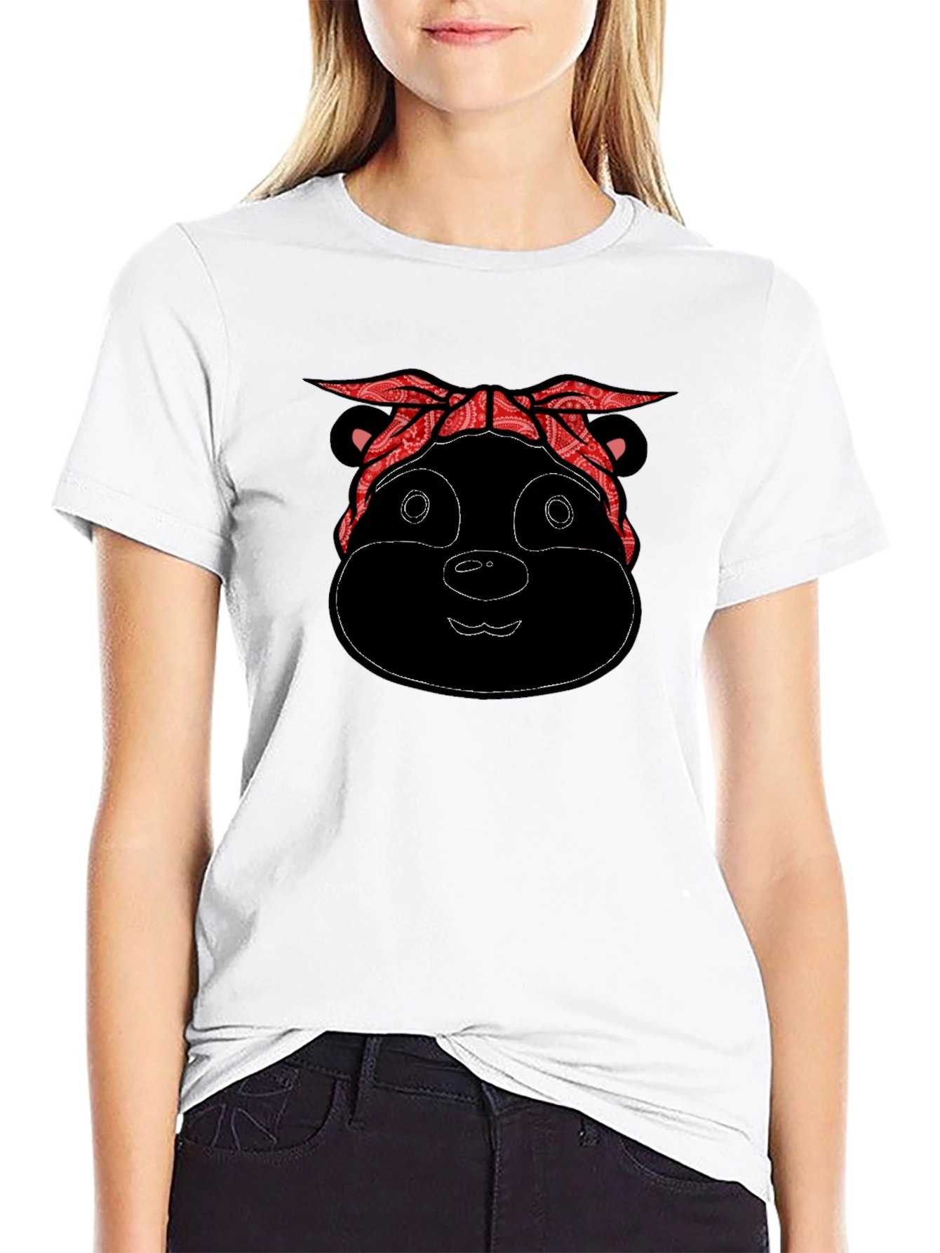 Black Bandana Bear Black T-Shirt view 9