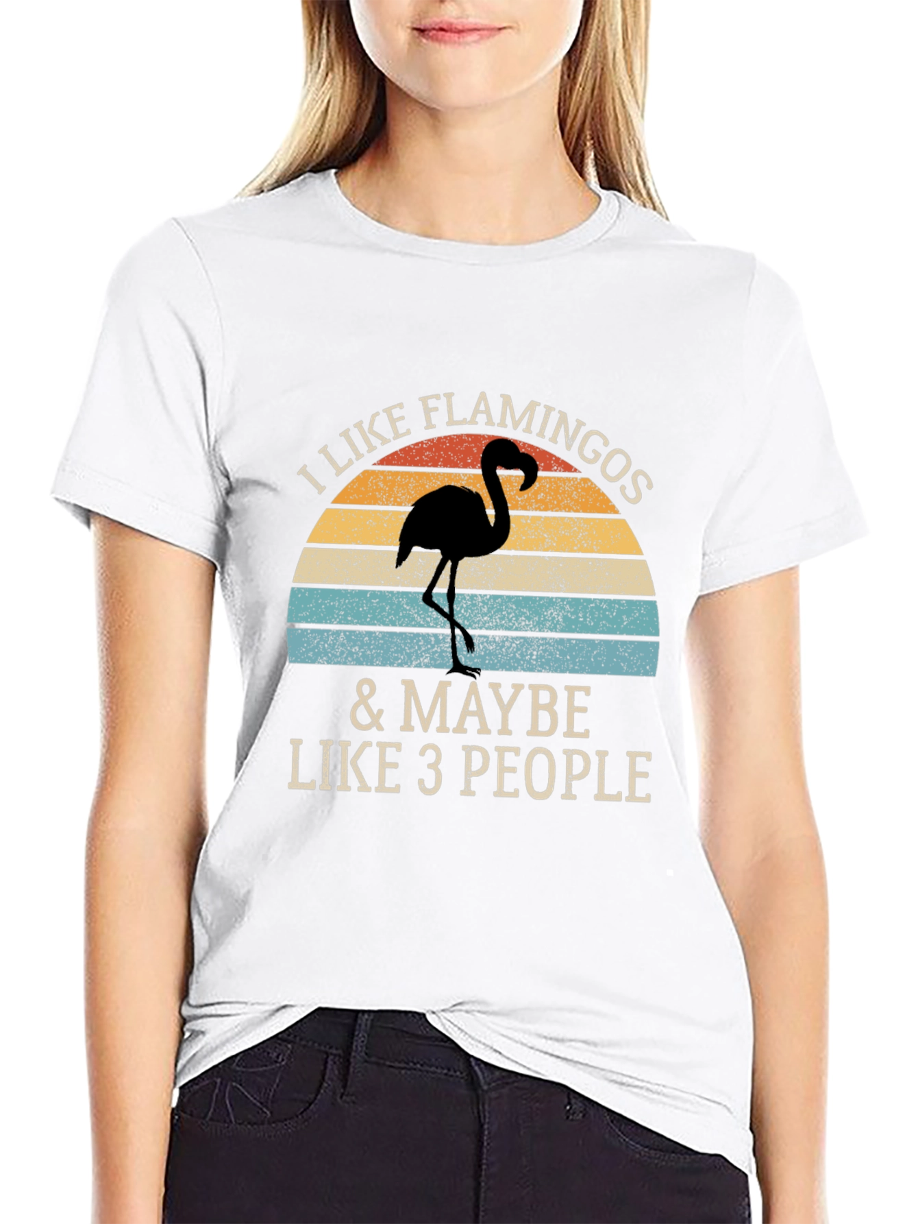 Black I Like Flamingos T-Shirt - Funny Graphic Tee view 9