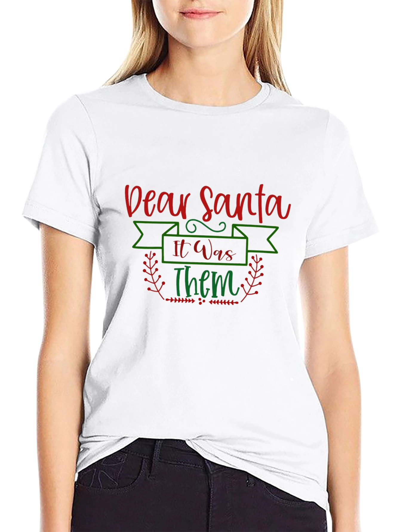 Black Dear Santa It Was Them Christmas T-Shirt view 9