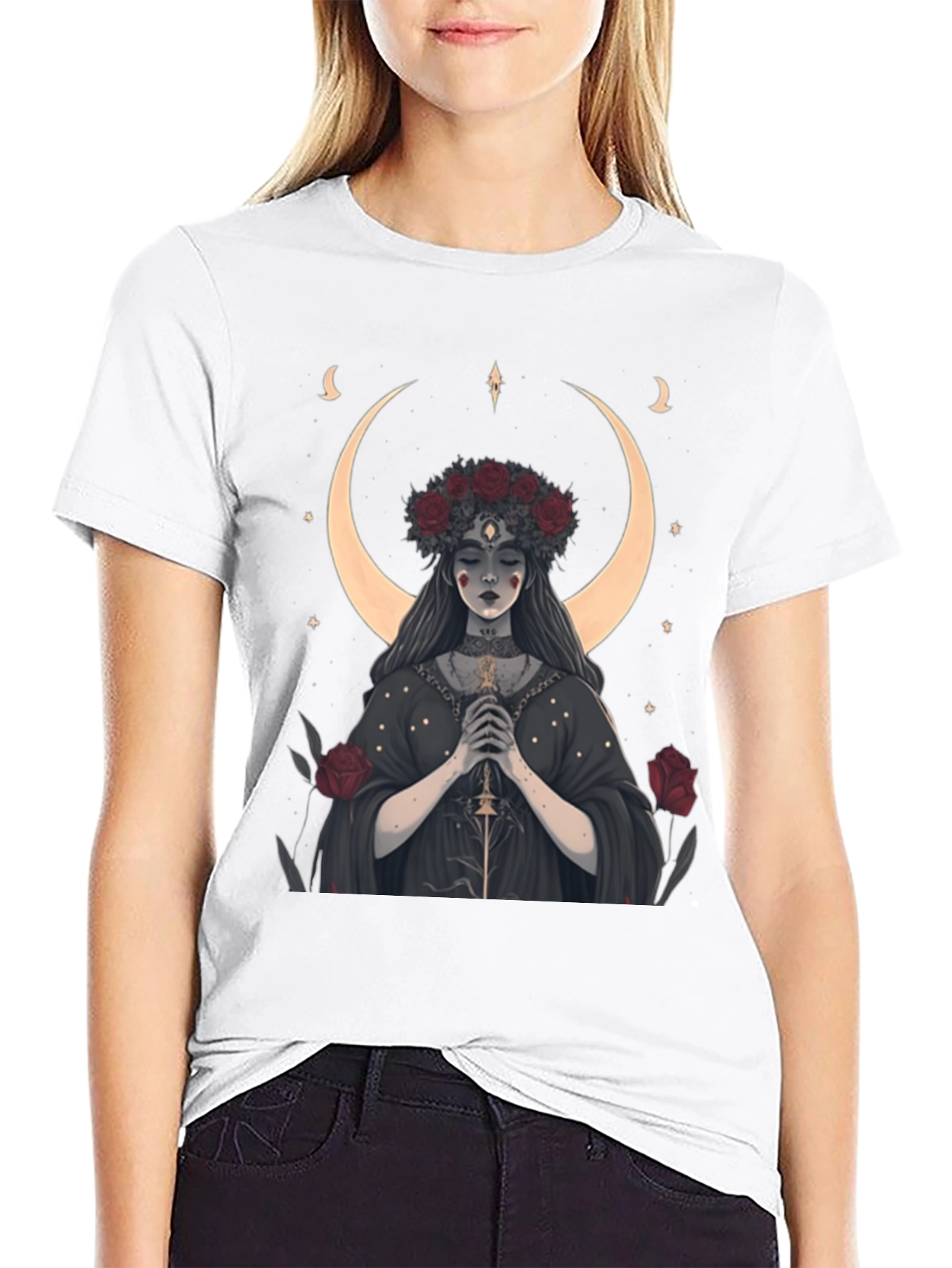 Black Mystic Moon Goddess Graphic Tee view 9