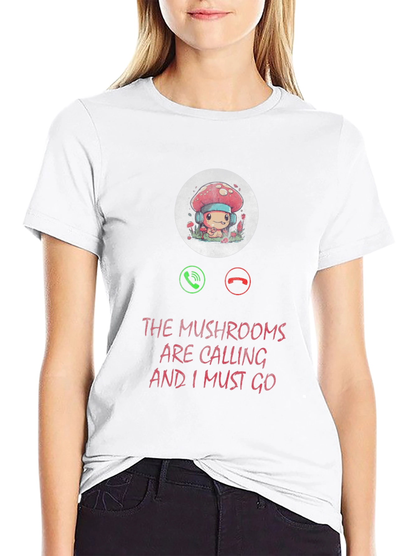 Black Mushroom Calling T-Shirt: Fun & Unique Design view 9