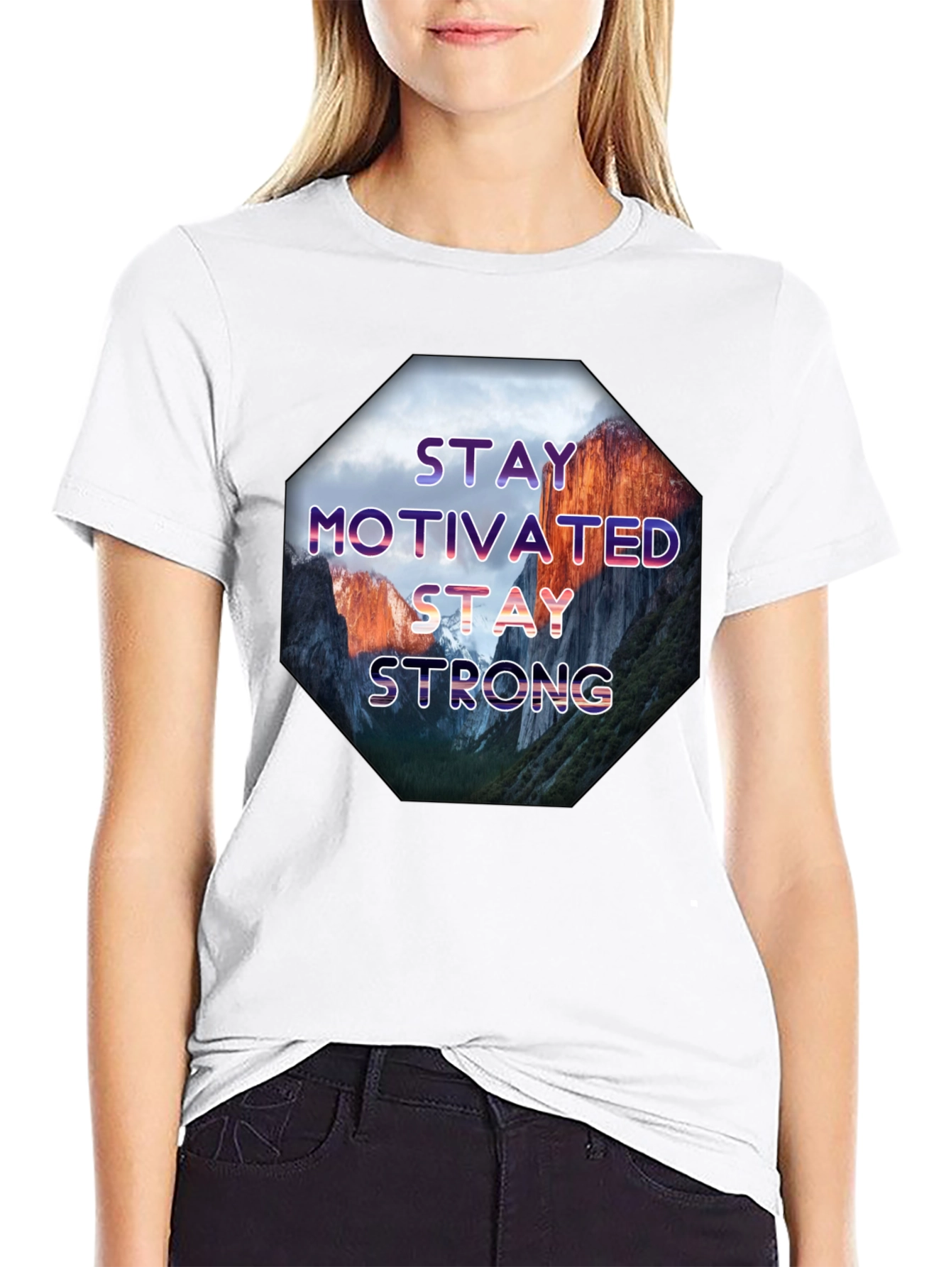 Black Stay Motivated Men's Graphic T-Shirt view 9