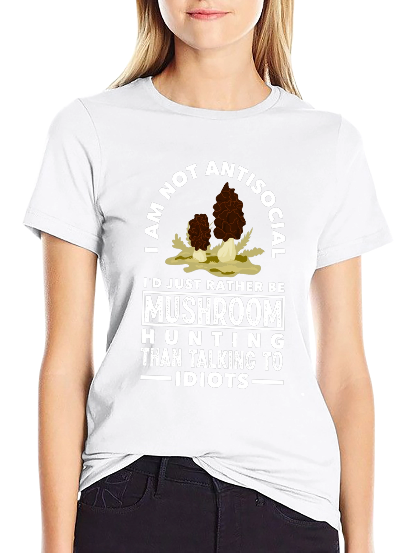Black I'd Rather Be Mushroom Hunting T-Shirt view 9