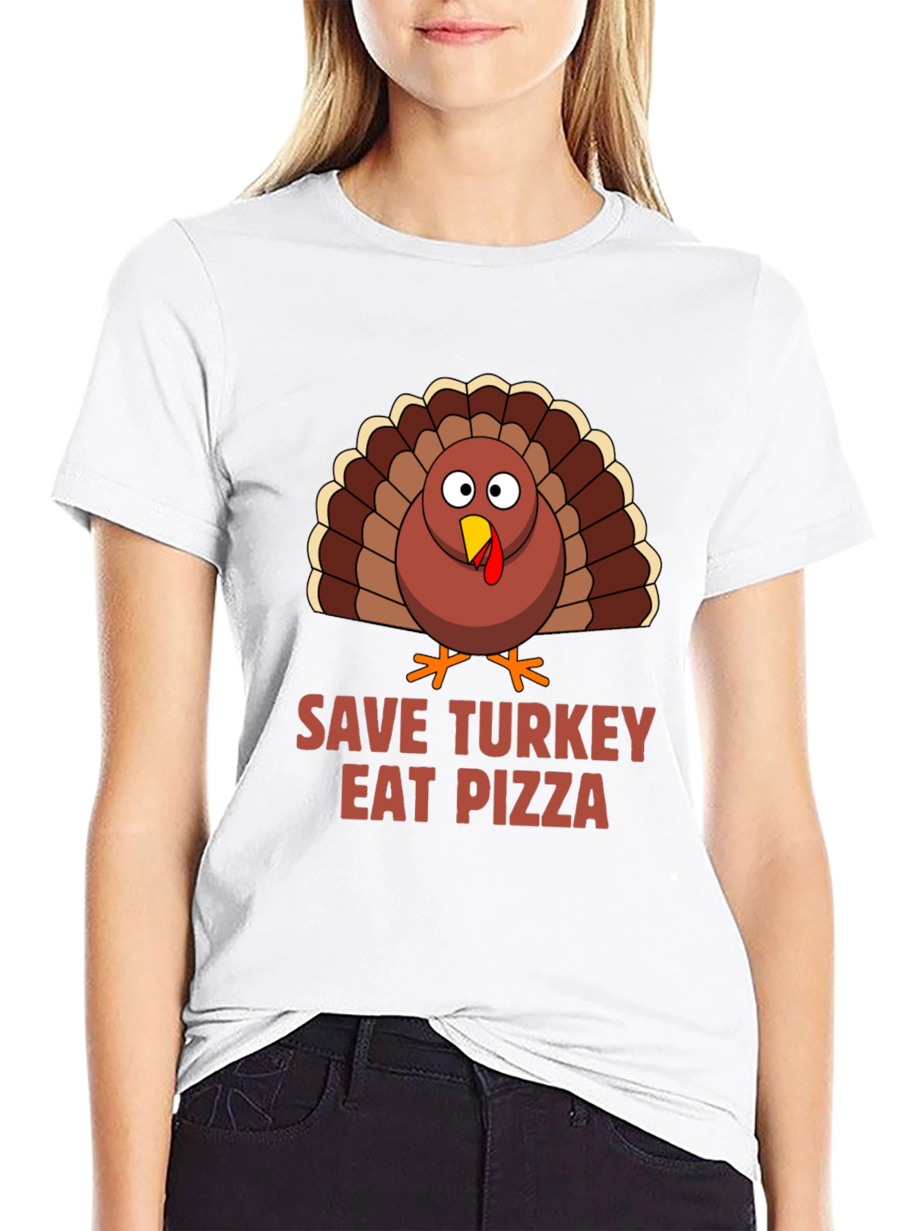 Black Save Turkey Eat Pizza T-Shirt view 9