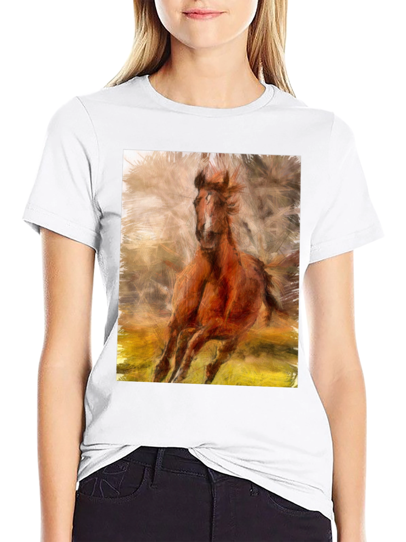 Black Horse Graphic Black T-Shirt view 9