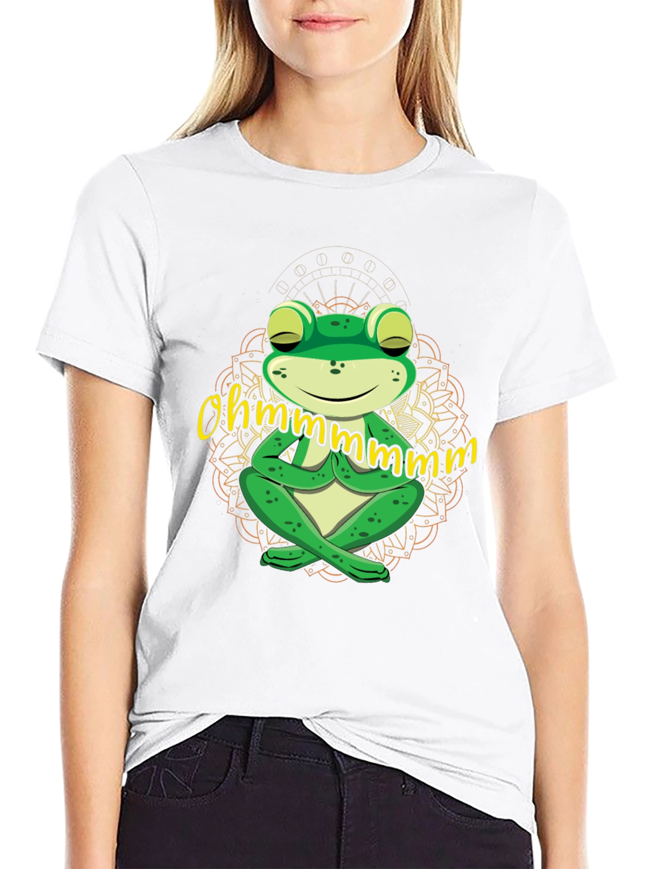 Black Ohm Frog T-Shirt - Meditating Yoga Frog Tee view 9