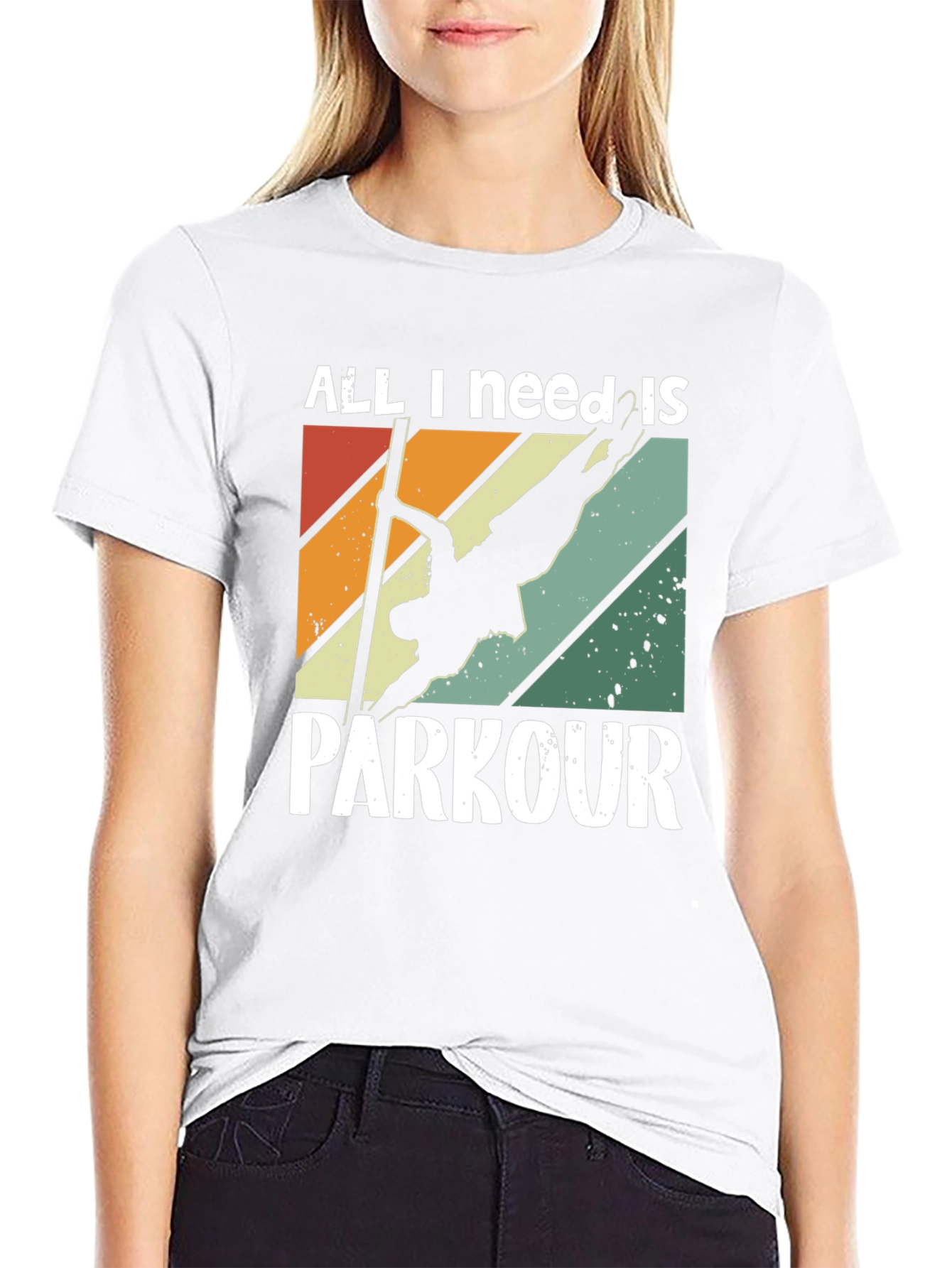 Black All I Need Is Parkour T-Shirt - Retro Style view 9
