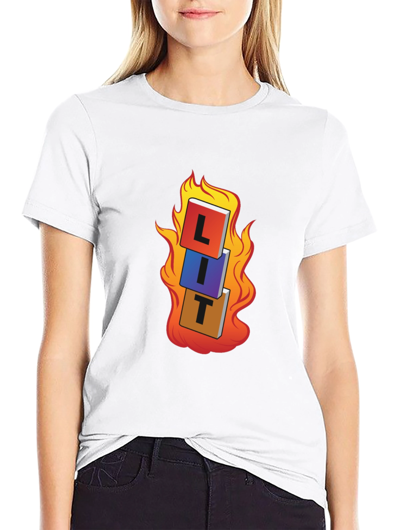 Black LIT T-Shirt - On Fire Graphic Tee view 9