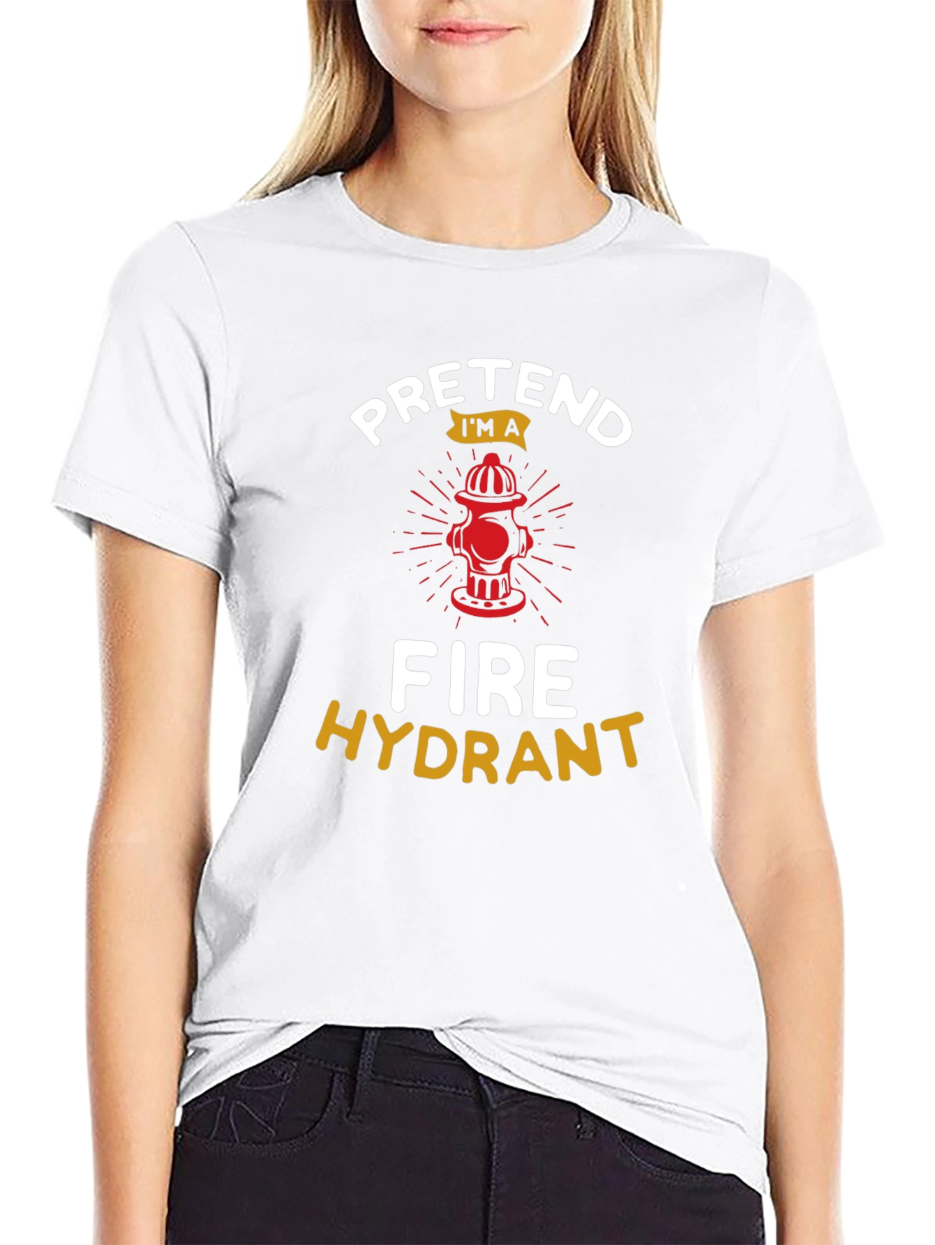 Black Pretend I'm a Fire Hydrant Graphic T-Shirt view 9
