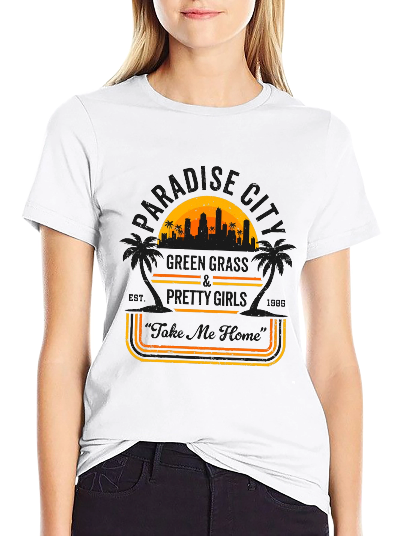 Black Paradise City Graphic T-Shirt - Retro Style view 9