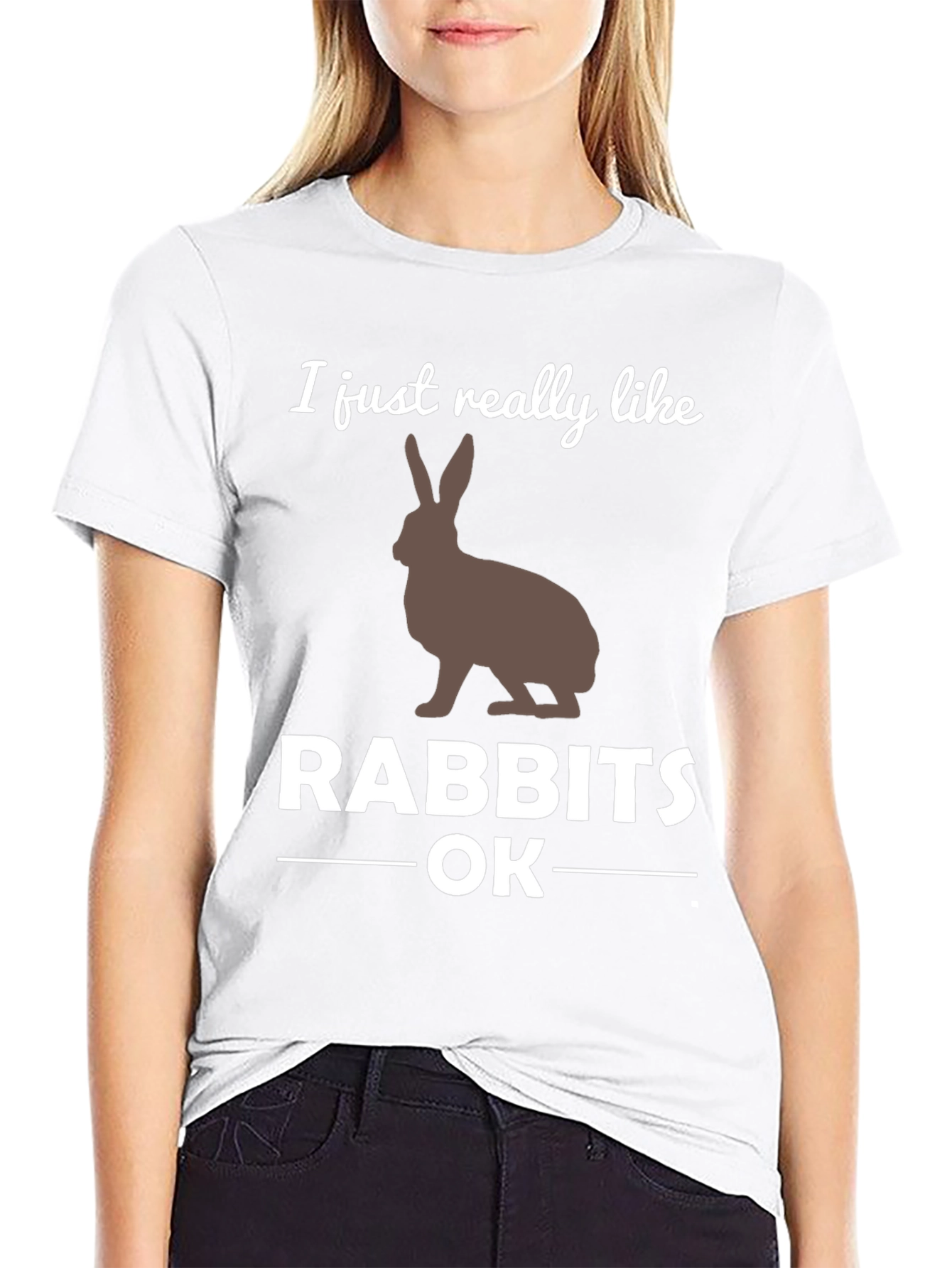 Black I Like Rabbits OK Graphic T-Shirt view 9