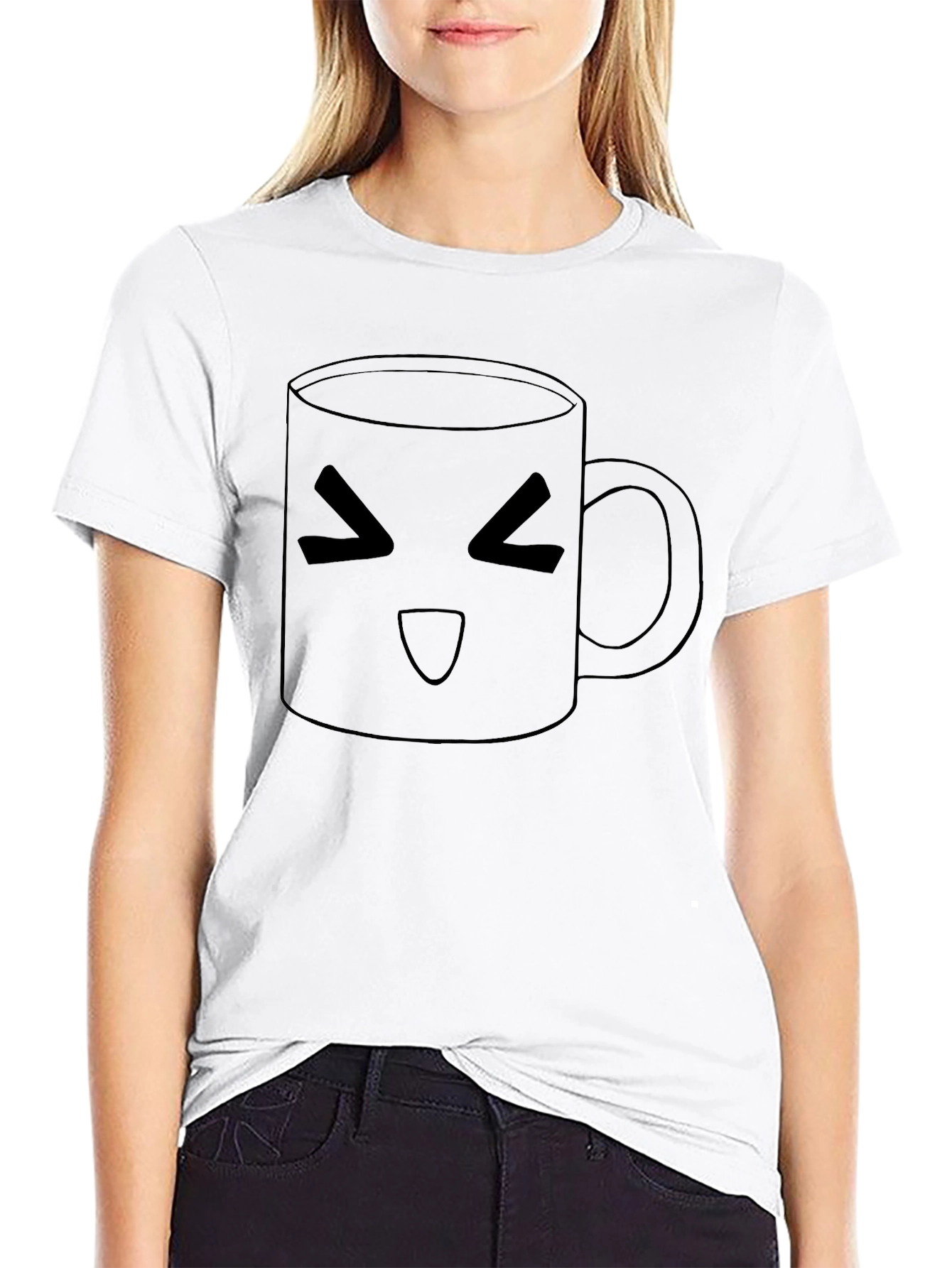 Black Kawaii Coffee Mug Graphic Tee - Black view 9