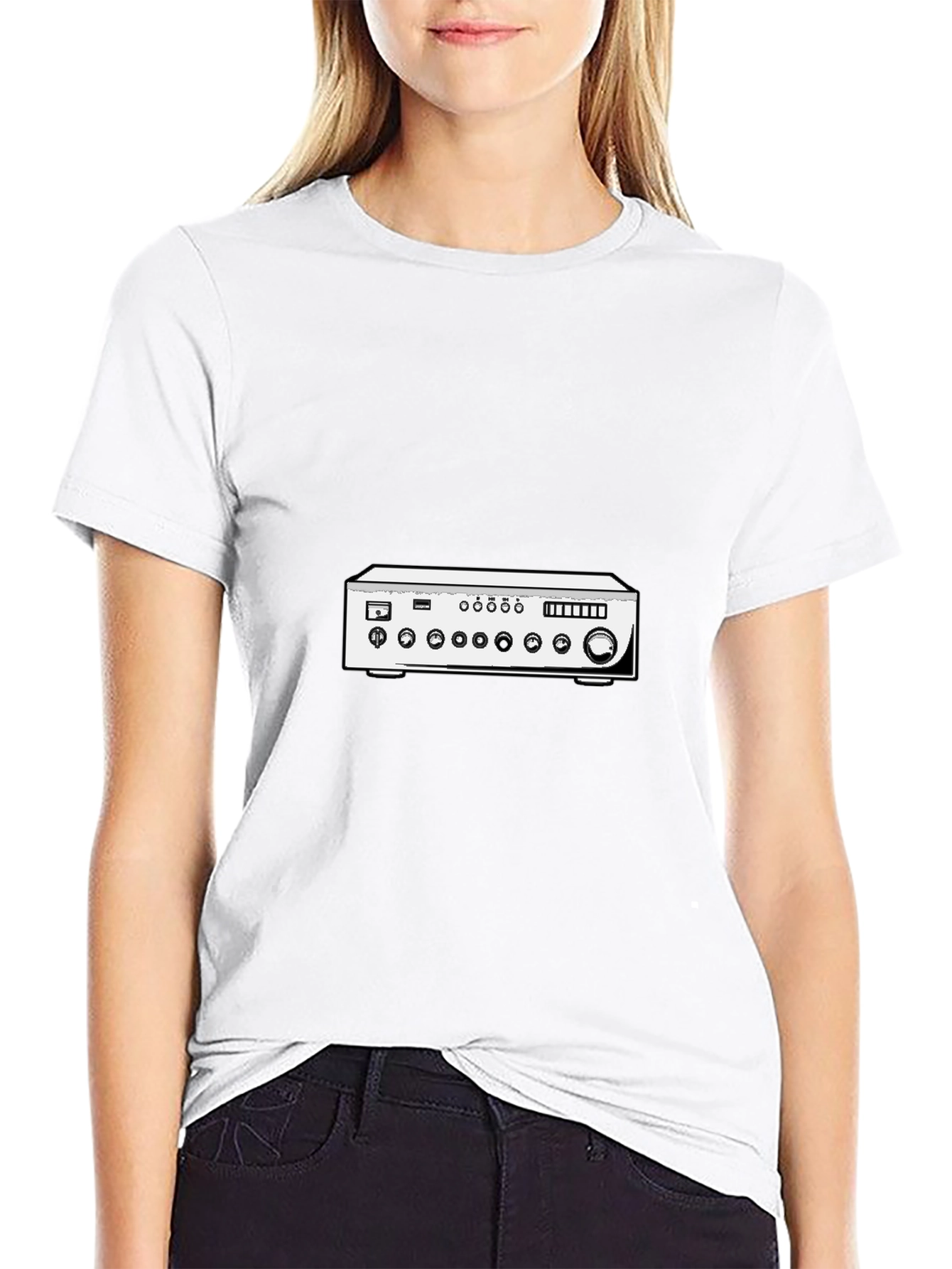 Black Vintage Receiver Graphic Tee - Retro Audio Shirt view 9