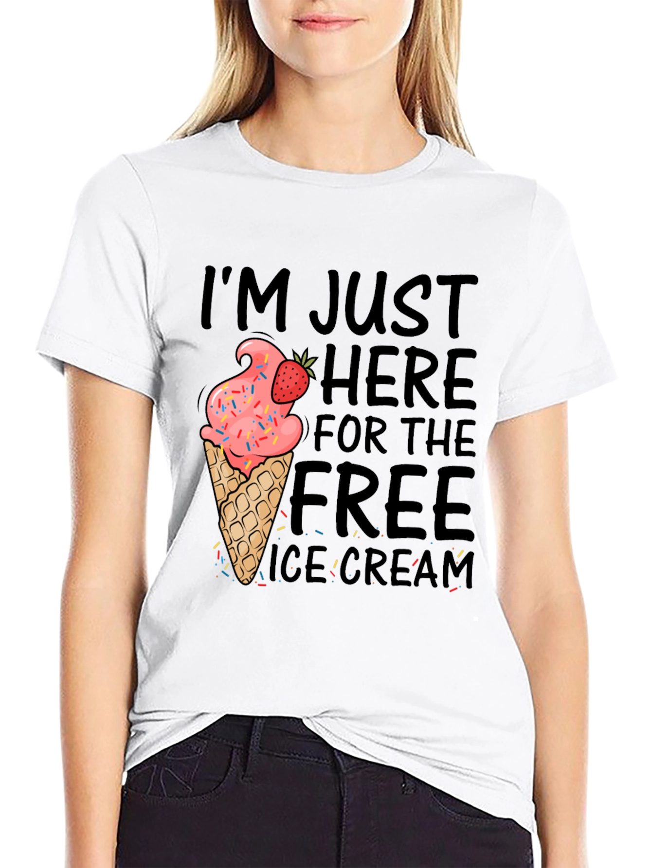 Black Free Ice Cream T-Shirt Funny Novelty Graphic Tee view 9