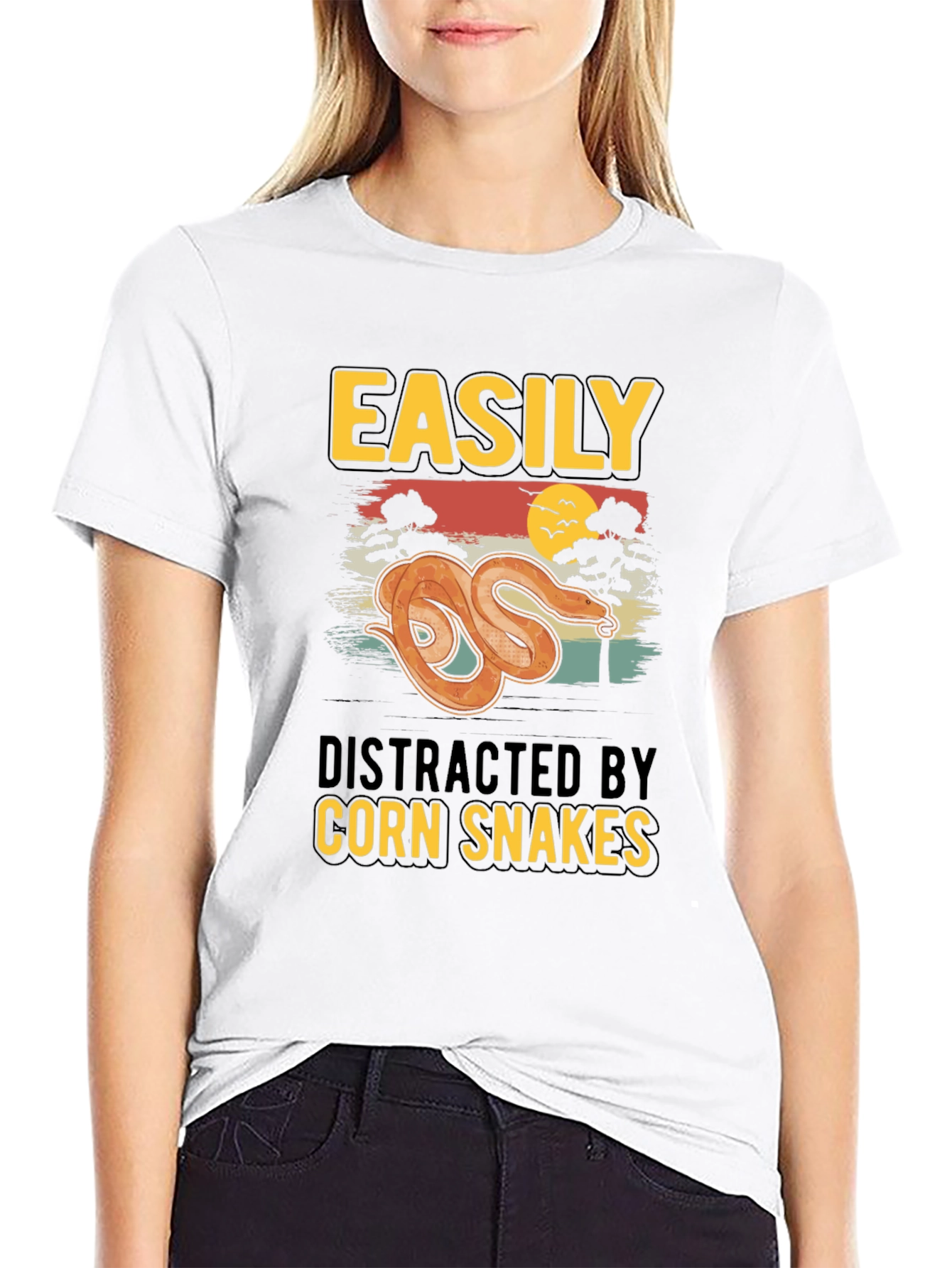 Black Easily Distracted by Corn Snakes T-Shirt view 9