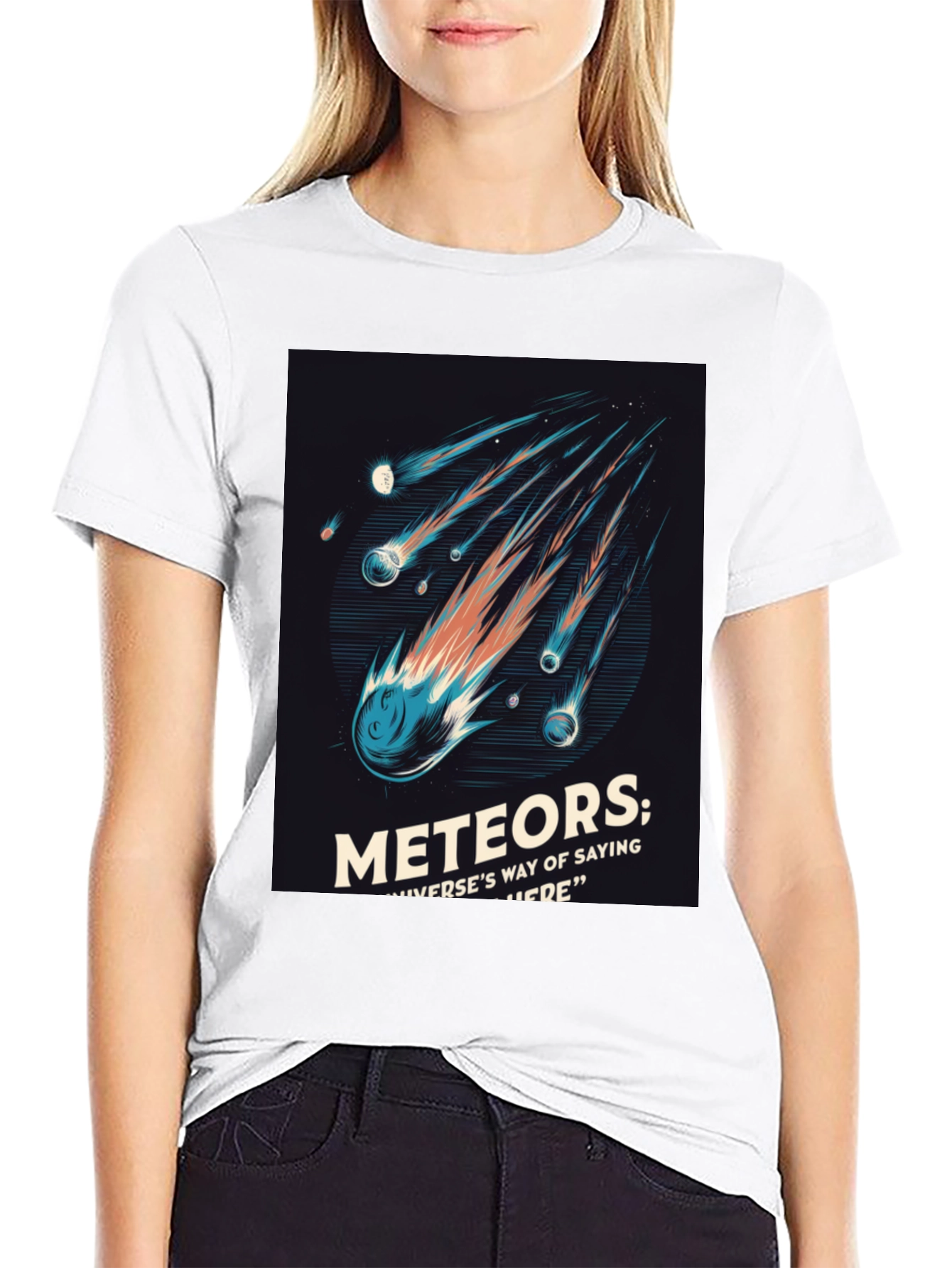 Black Meteor Shower Graphic Tee - Space Lover T-Shirt view 9