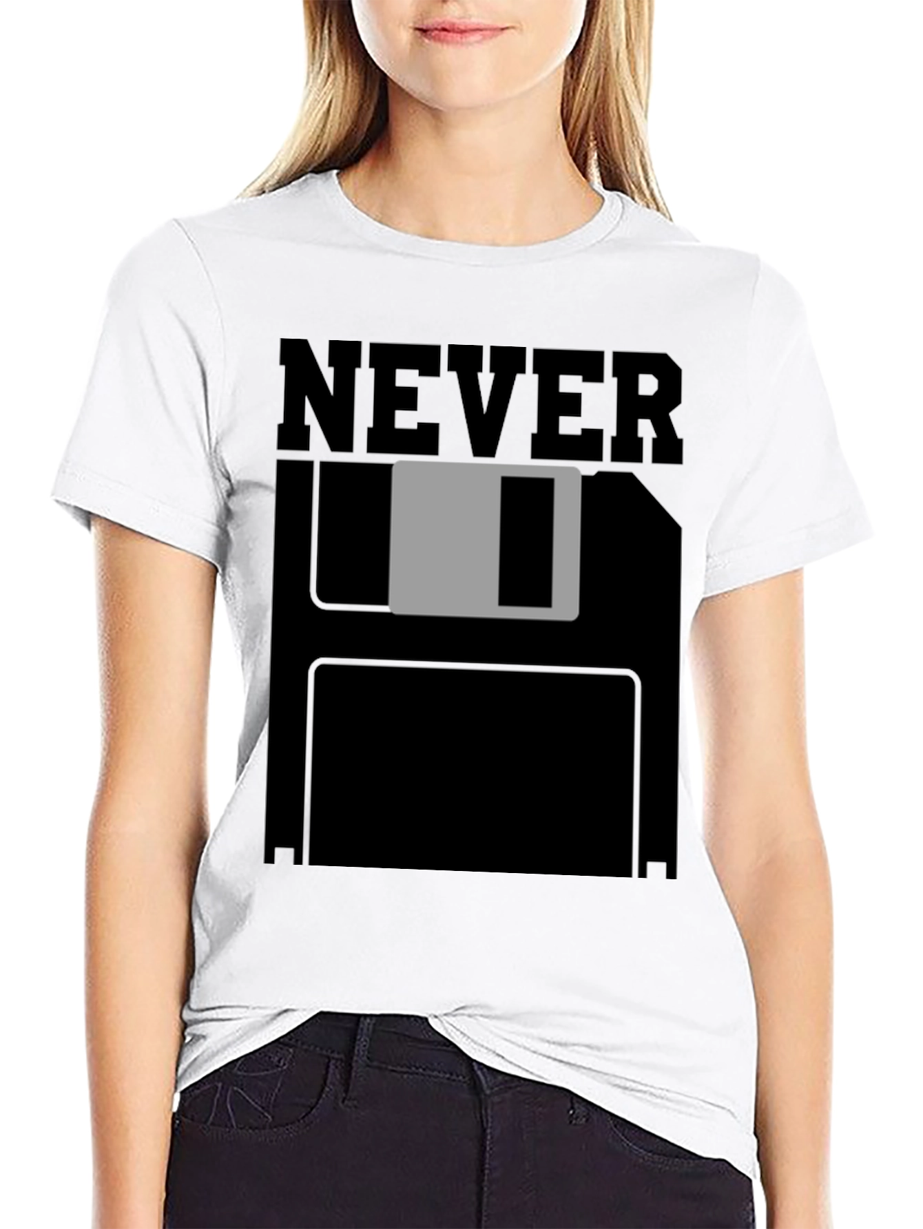 Black Never Save Floppy Disk T-Shirt - Black view 9