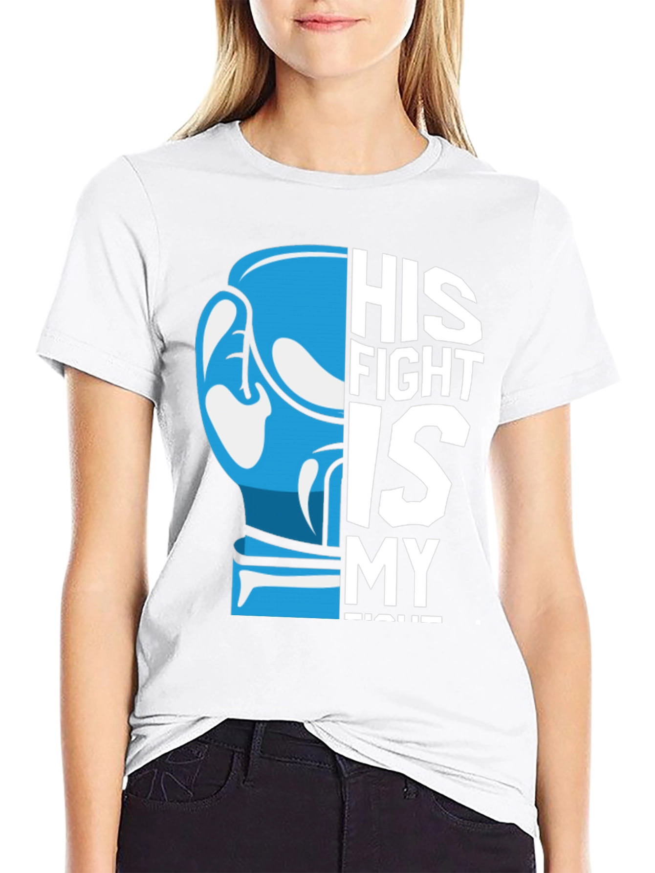 Black His Fight is My Fight T-Shirt - Support Awareness view 9