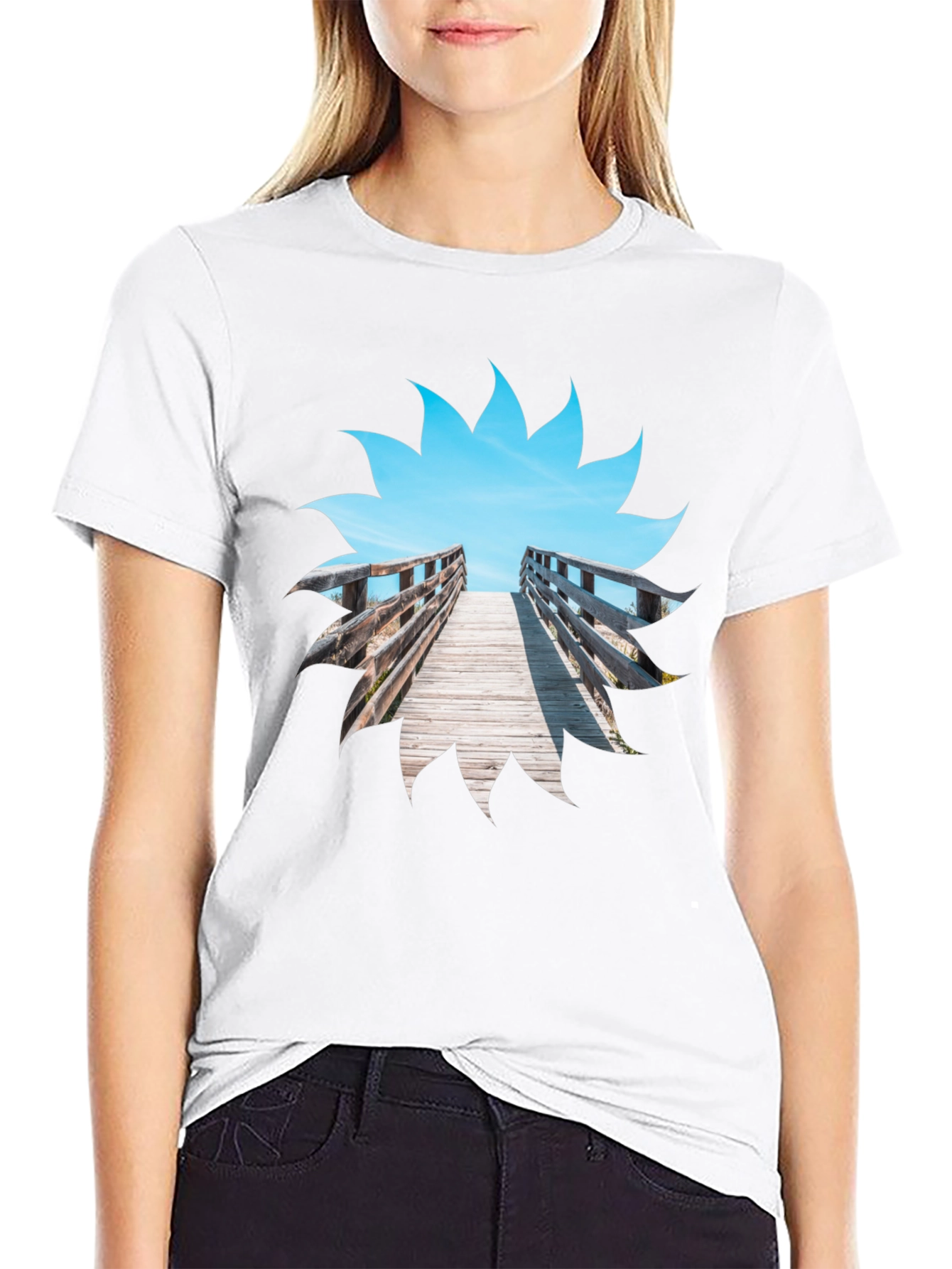 Black Beach Boardwalk Graphic T-Shirt view 9