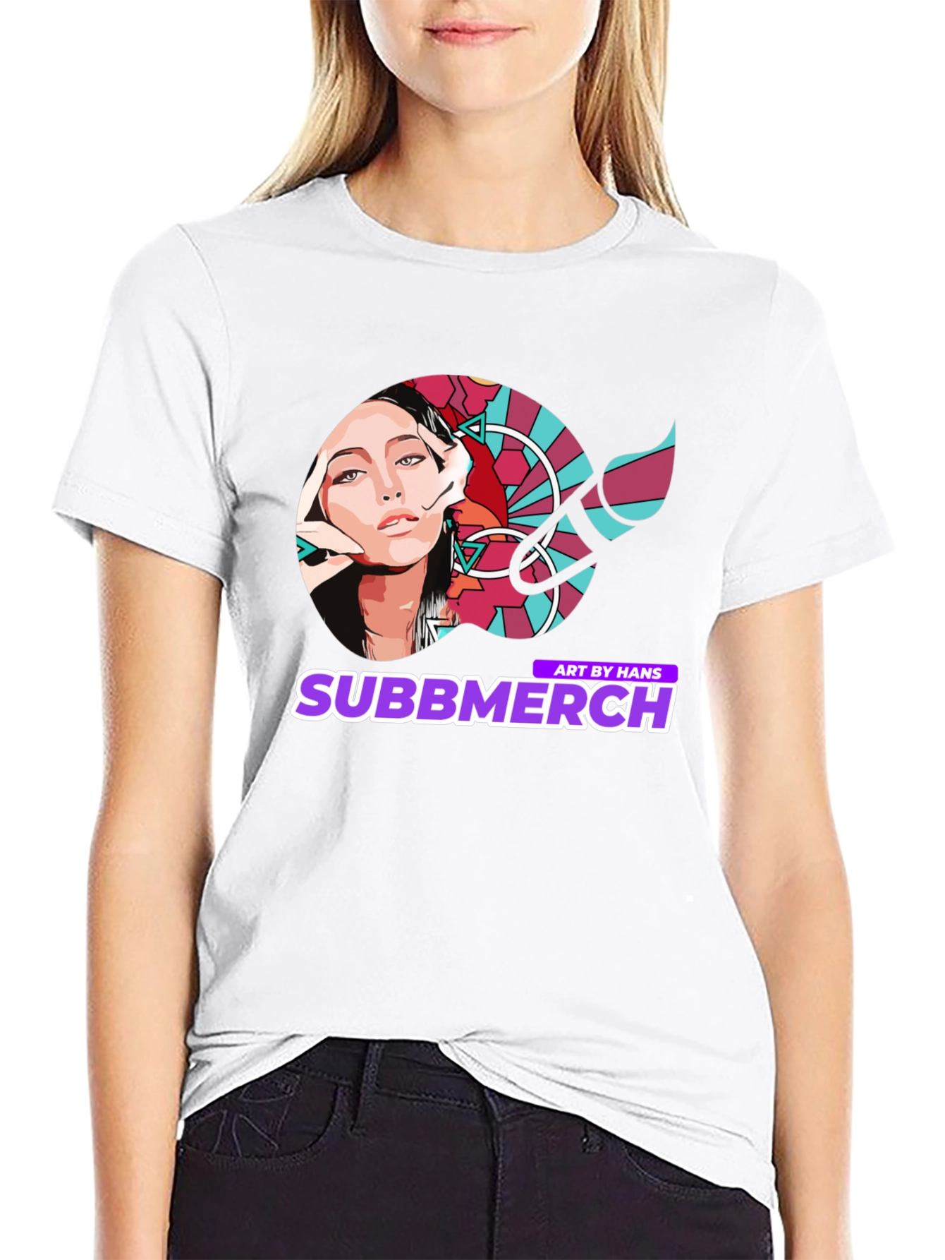 Black Subbmerch Art by Hans Black Graphic Tee view 9