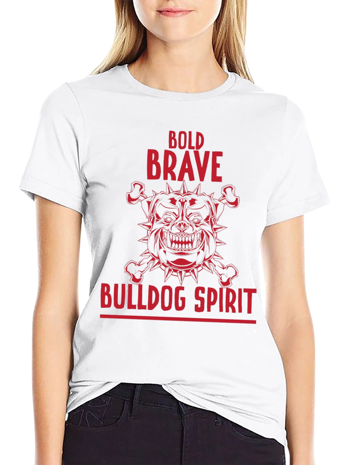 Black Bold Brave Bulldog Spirit Graphic T-Shirt view 9