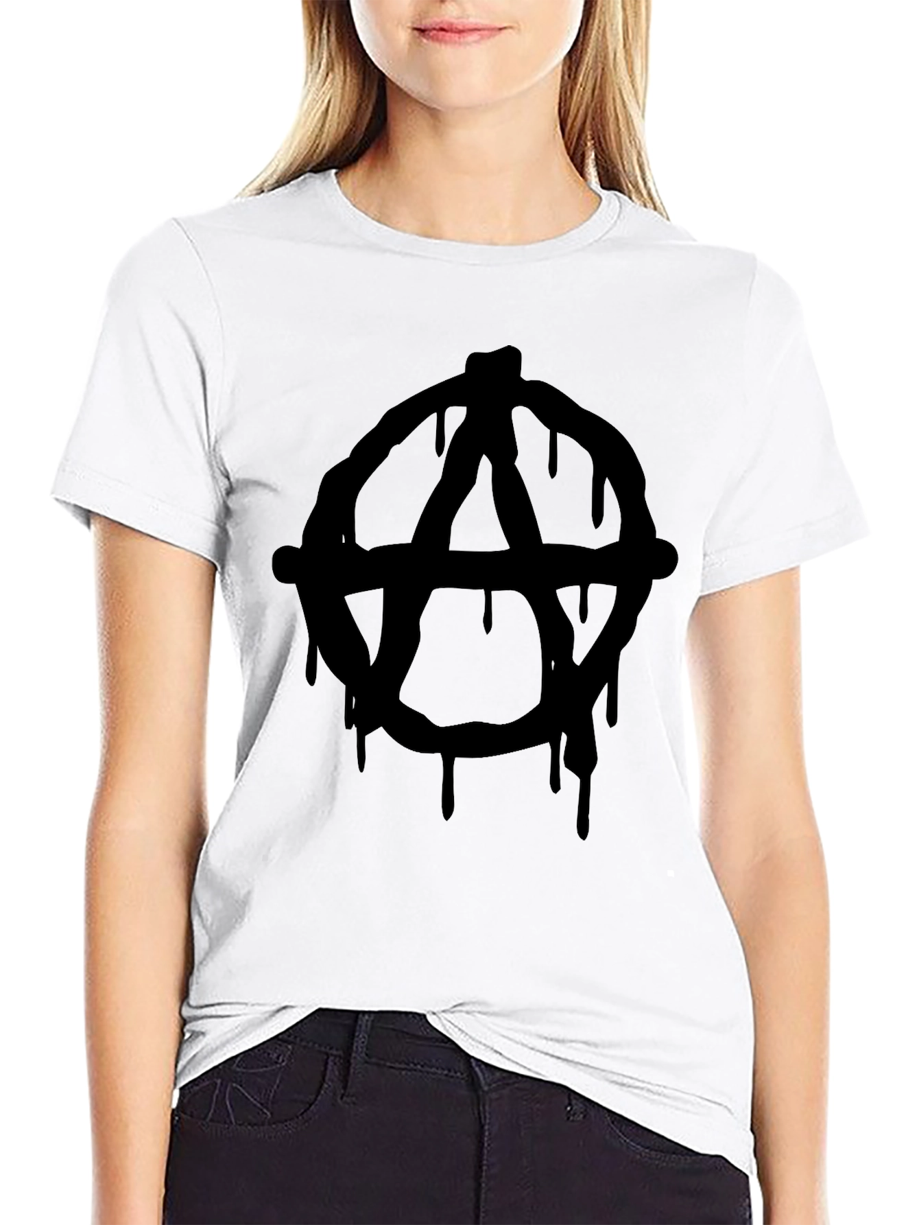 Black Anarchy Drip Black T-Shirt - Edgy & Bold Design view 9