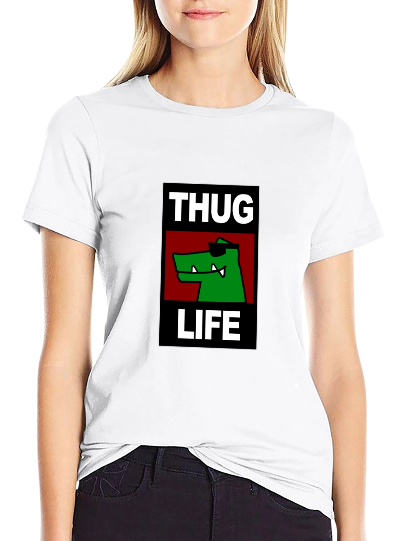 Black Thug Life Alligator Graphic Black T-Shirt view 9