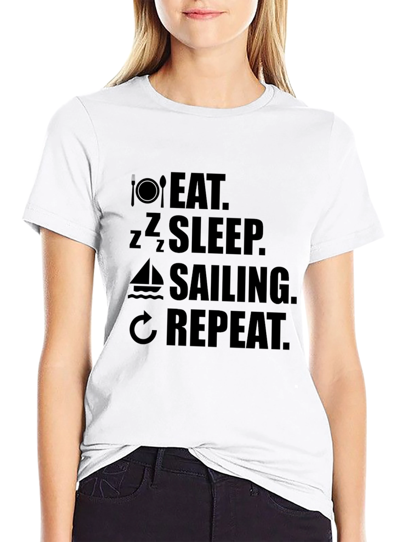 Black Eat Sleep Sailing Repeat T-Shirt view 9